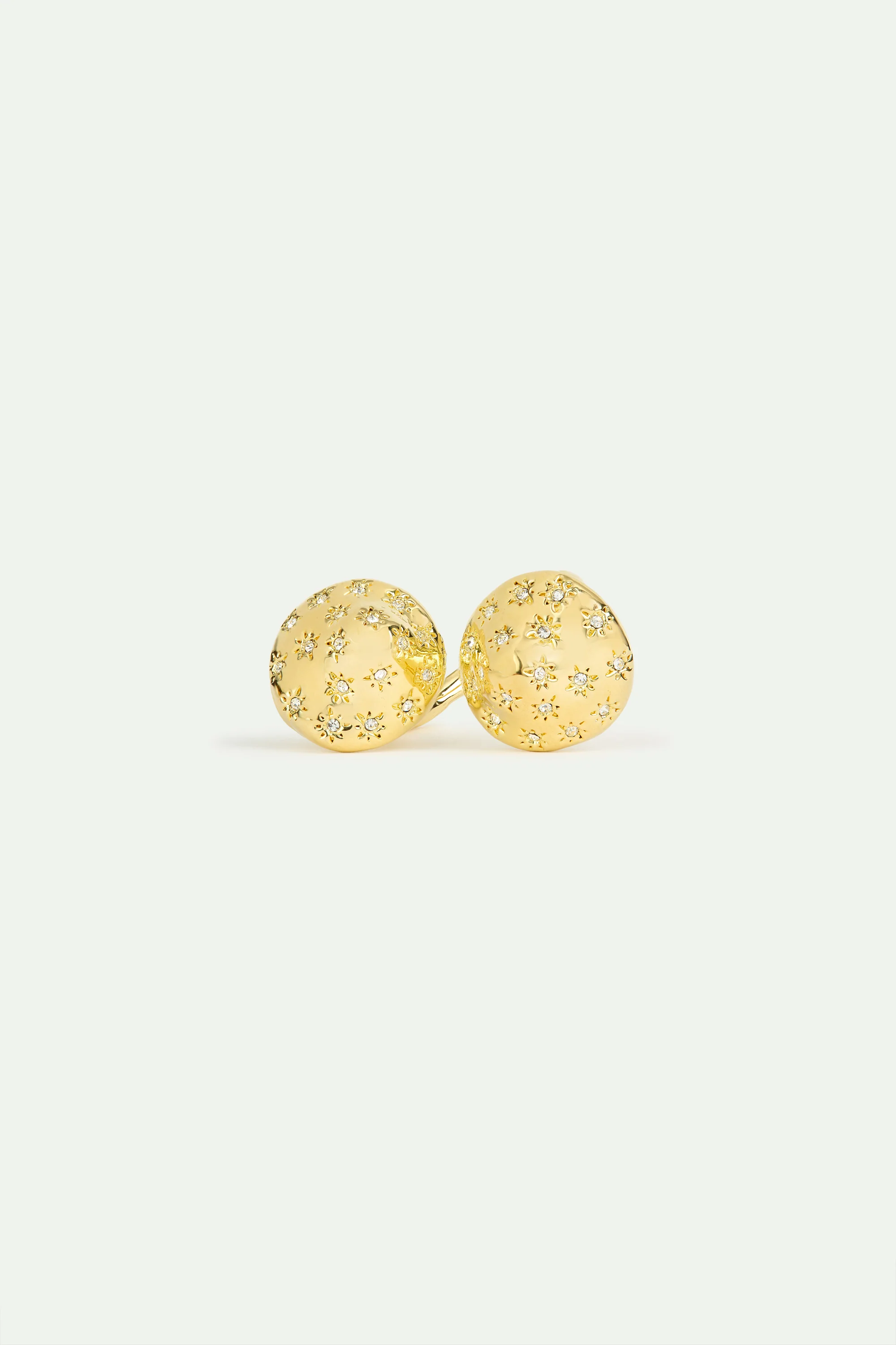 Gold Mushroom and Faceted Crystals Adjustable Ring - Image 2