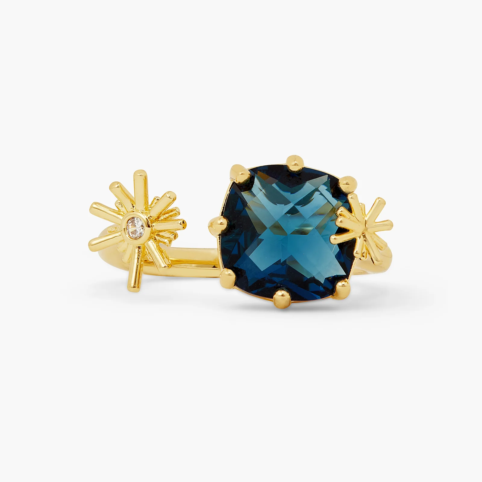 Gold Stars and Square Stone Adjustable Me and You Ring - Image 3