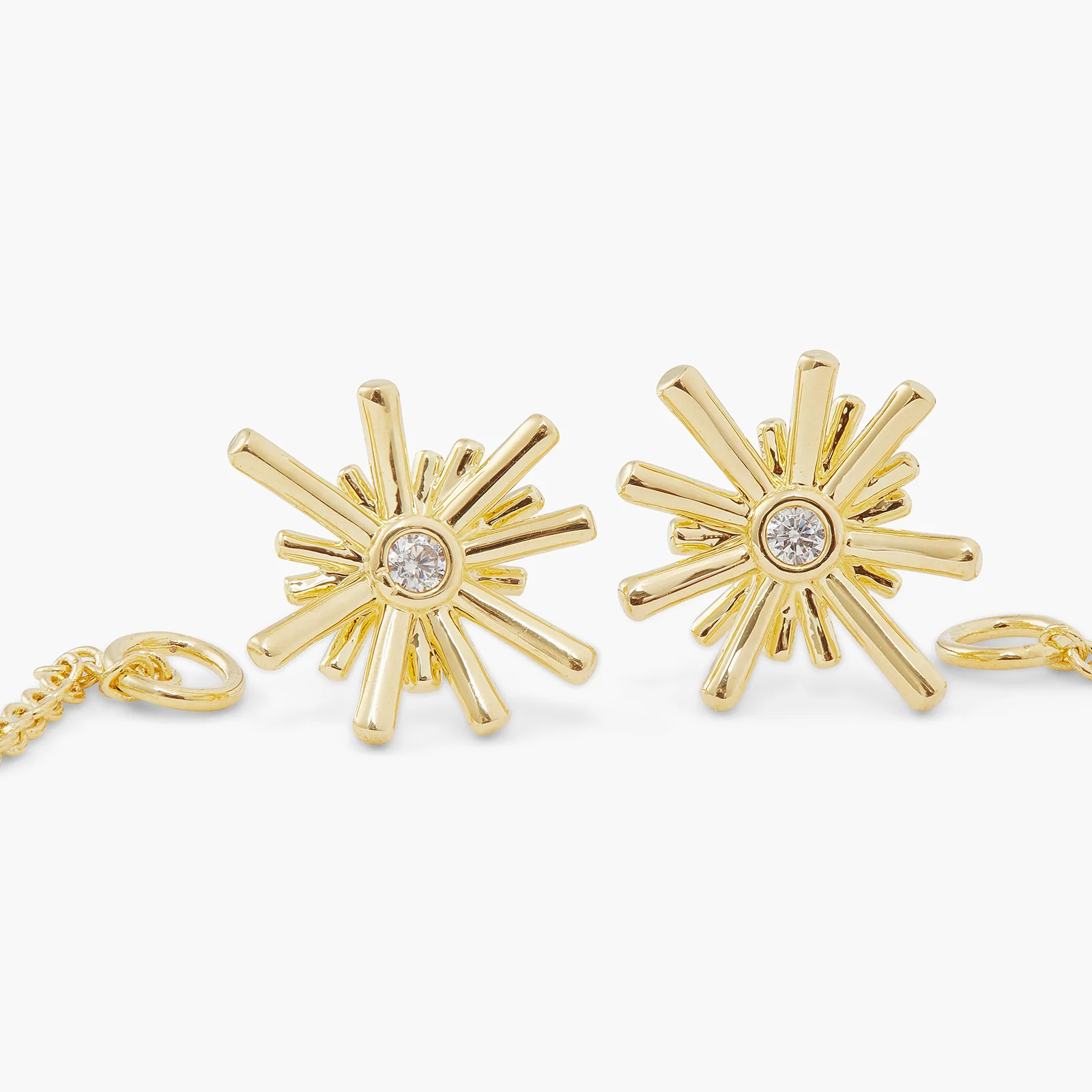 Gold Stars and White Stone Dangling Post Earrings - Image 3