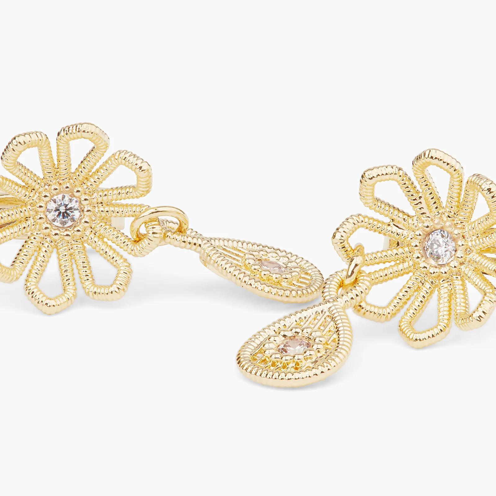 Gold Thread Flower Sleeper Earrings - Image 3