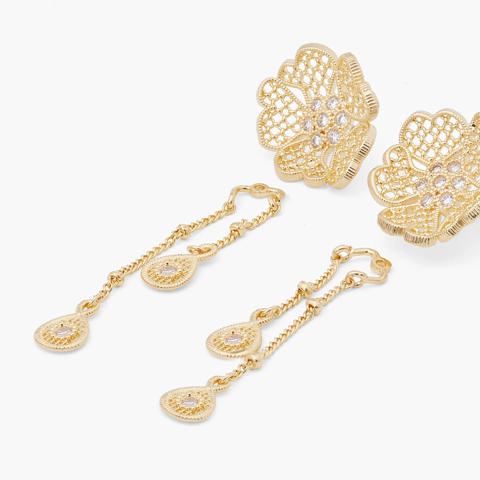 Gold Thread Two-in-One Post Earrings - Image 3