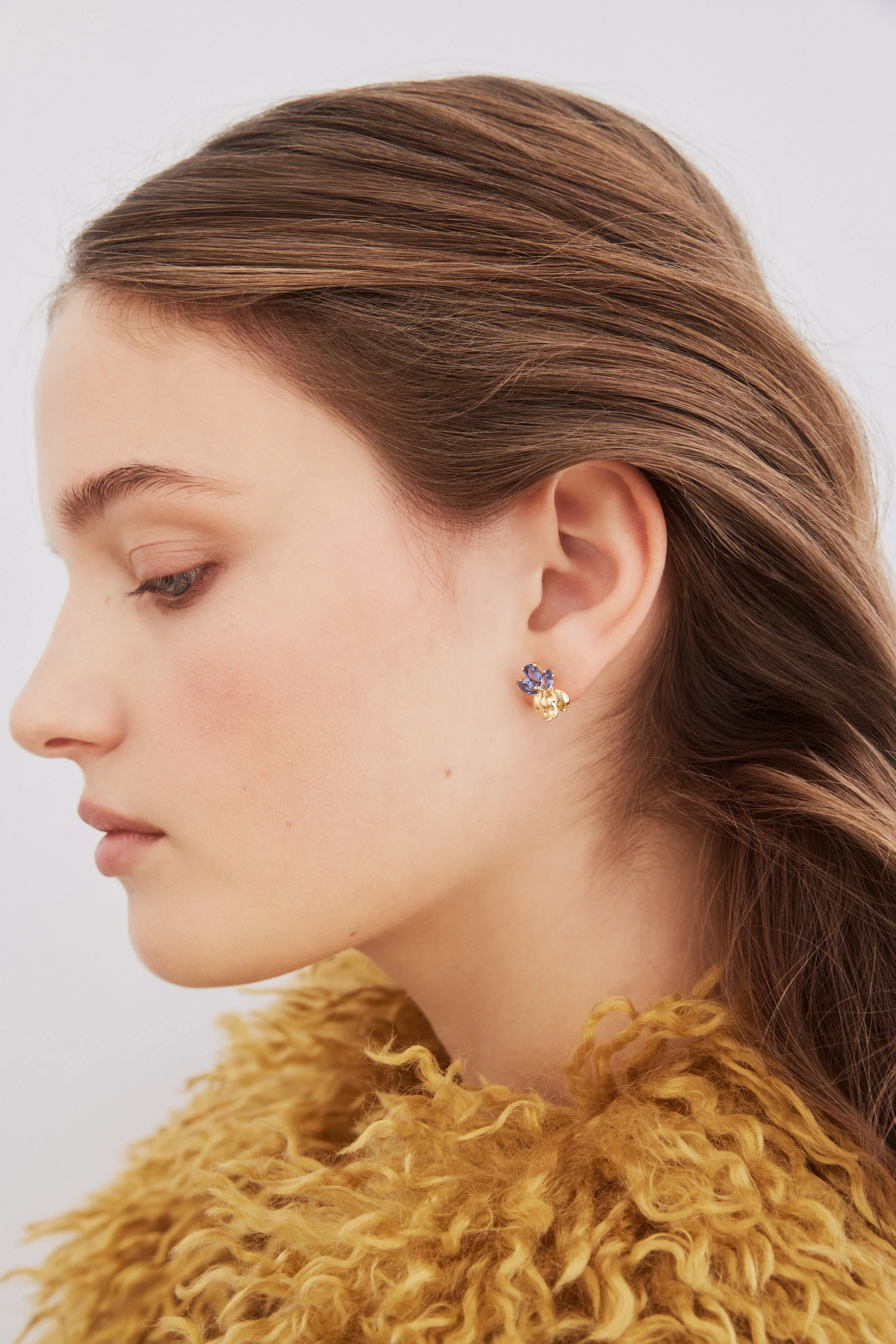 Golden Iris and Blue Post Earrings - Image 3