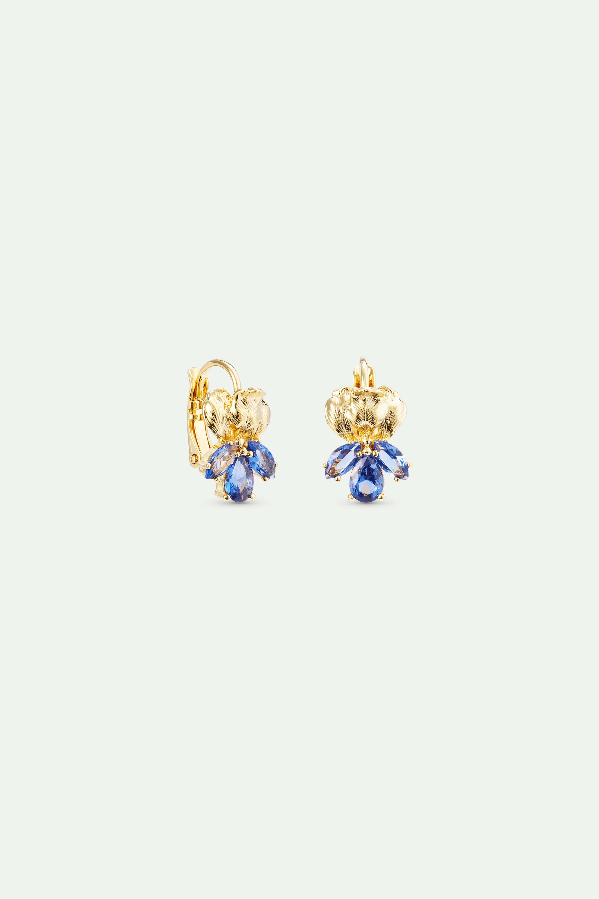 Golden Iris and Blue Stone Sleeper Earrings - Image 2