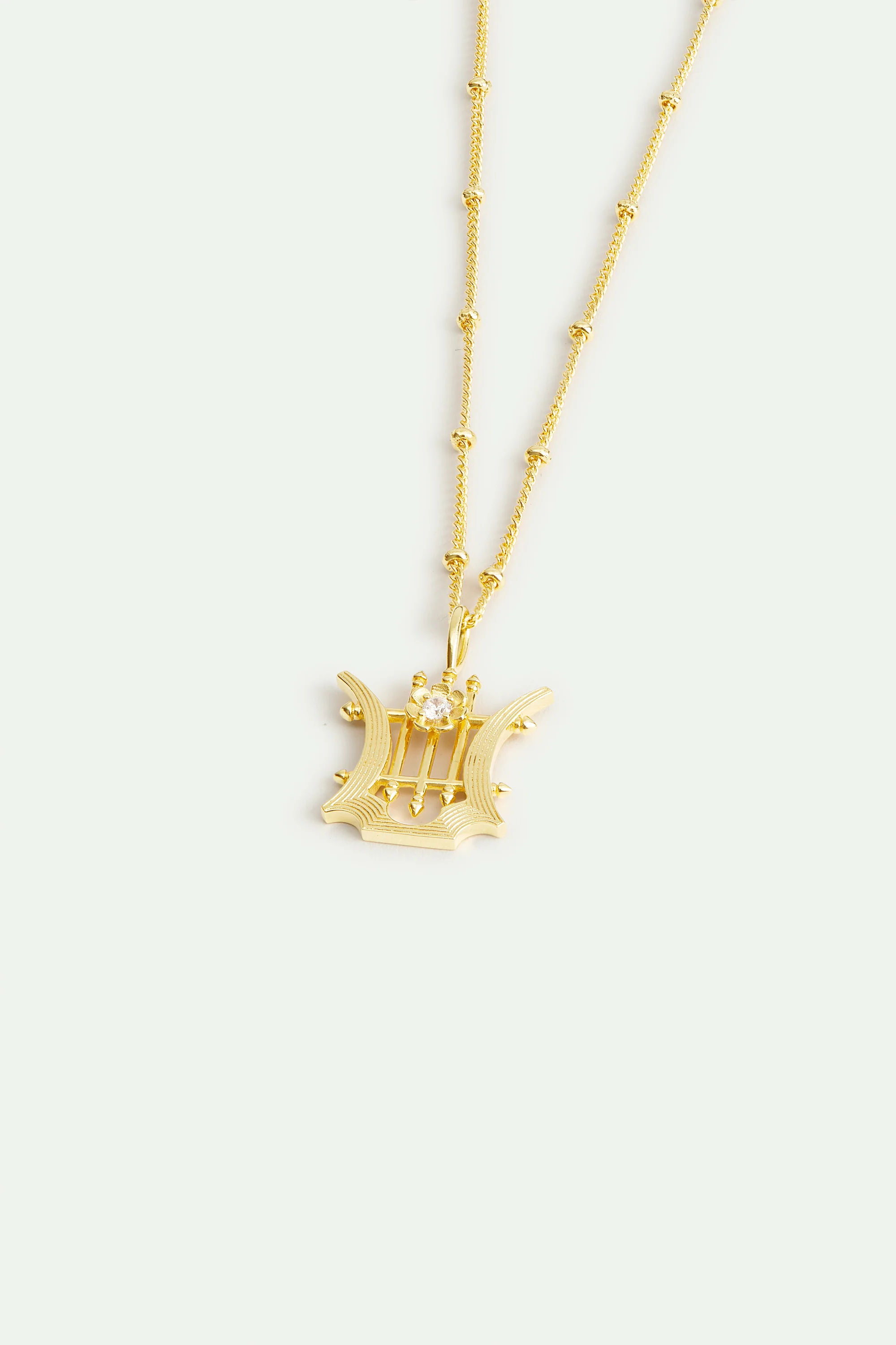 Golden Lyre Pendant Necklace - Image 2