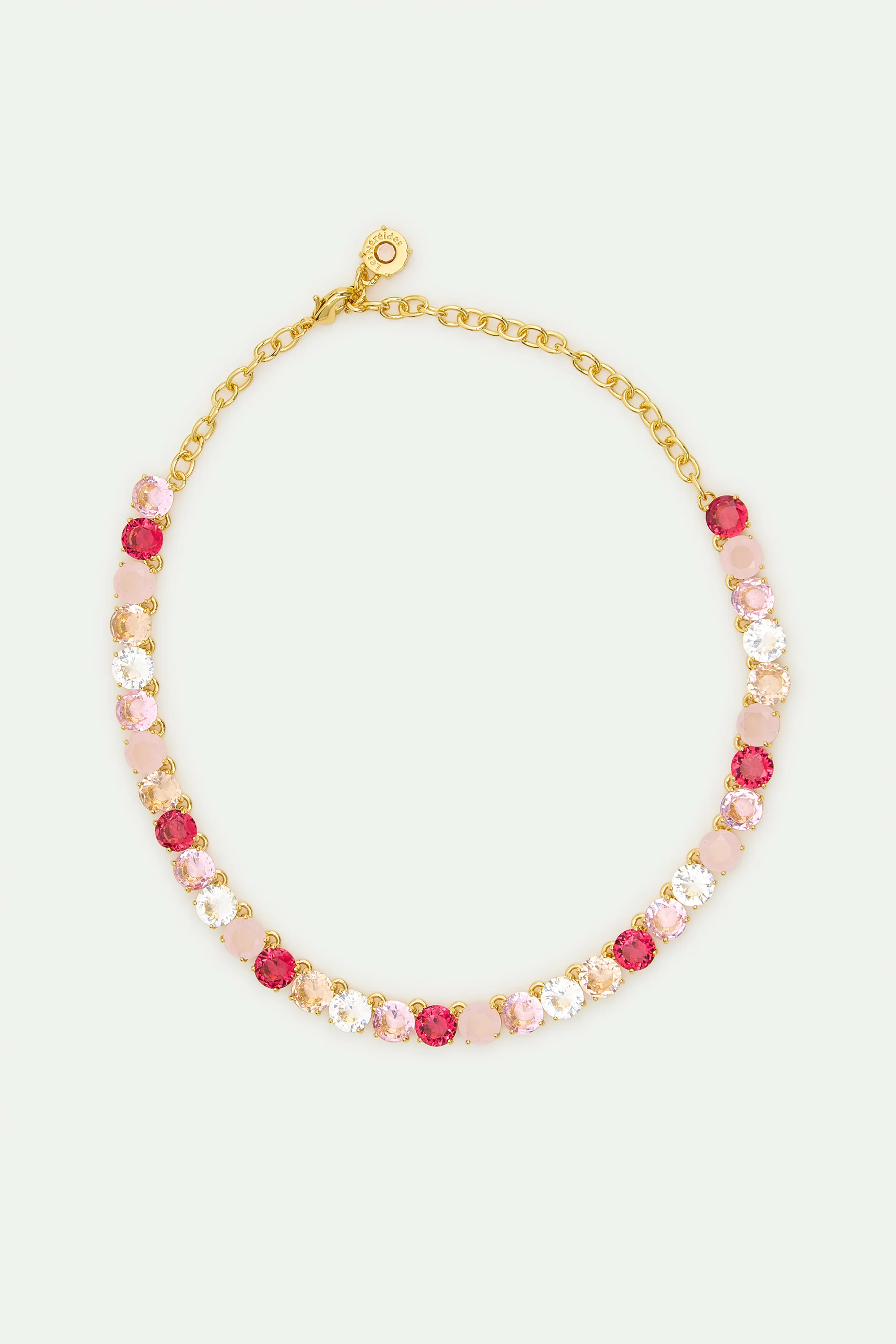Gradient Pink Diamantine Choker Necklace with Round Stones - Image 3