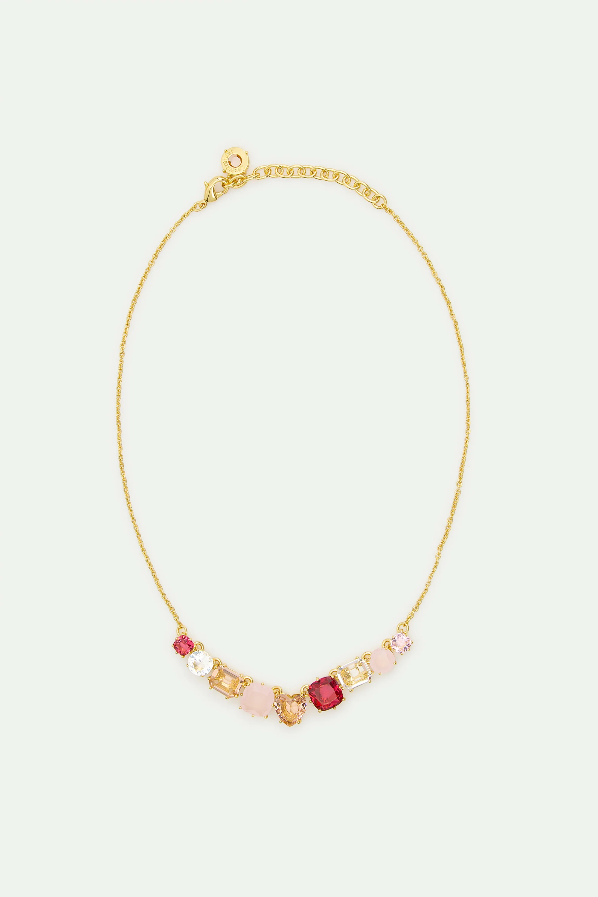 Gradient Pink Diamantine Fine Necklace with 9 Stones - Image 3