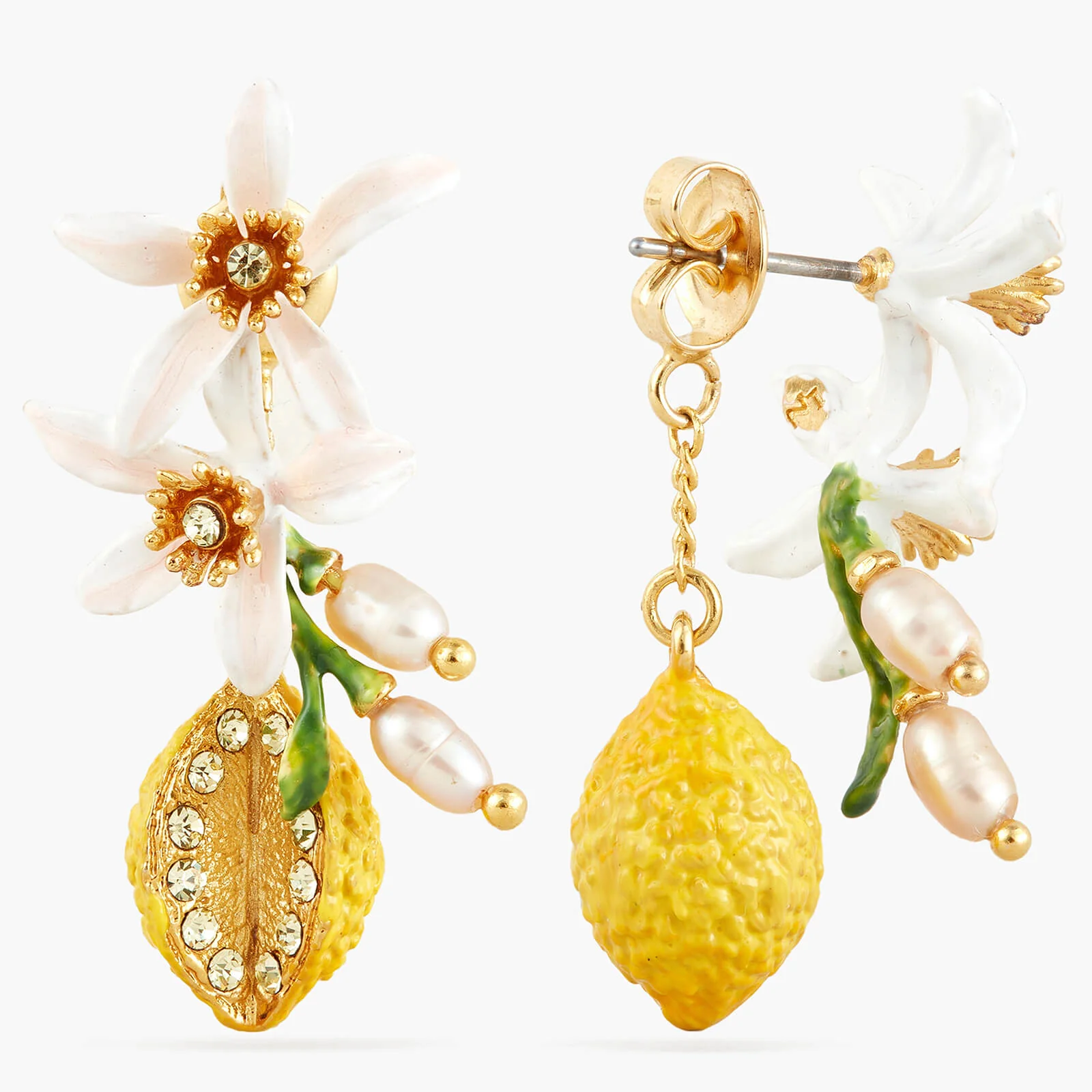 Half Lemon and Lemon Blossom Post Earrings - Image 2