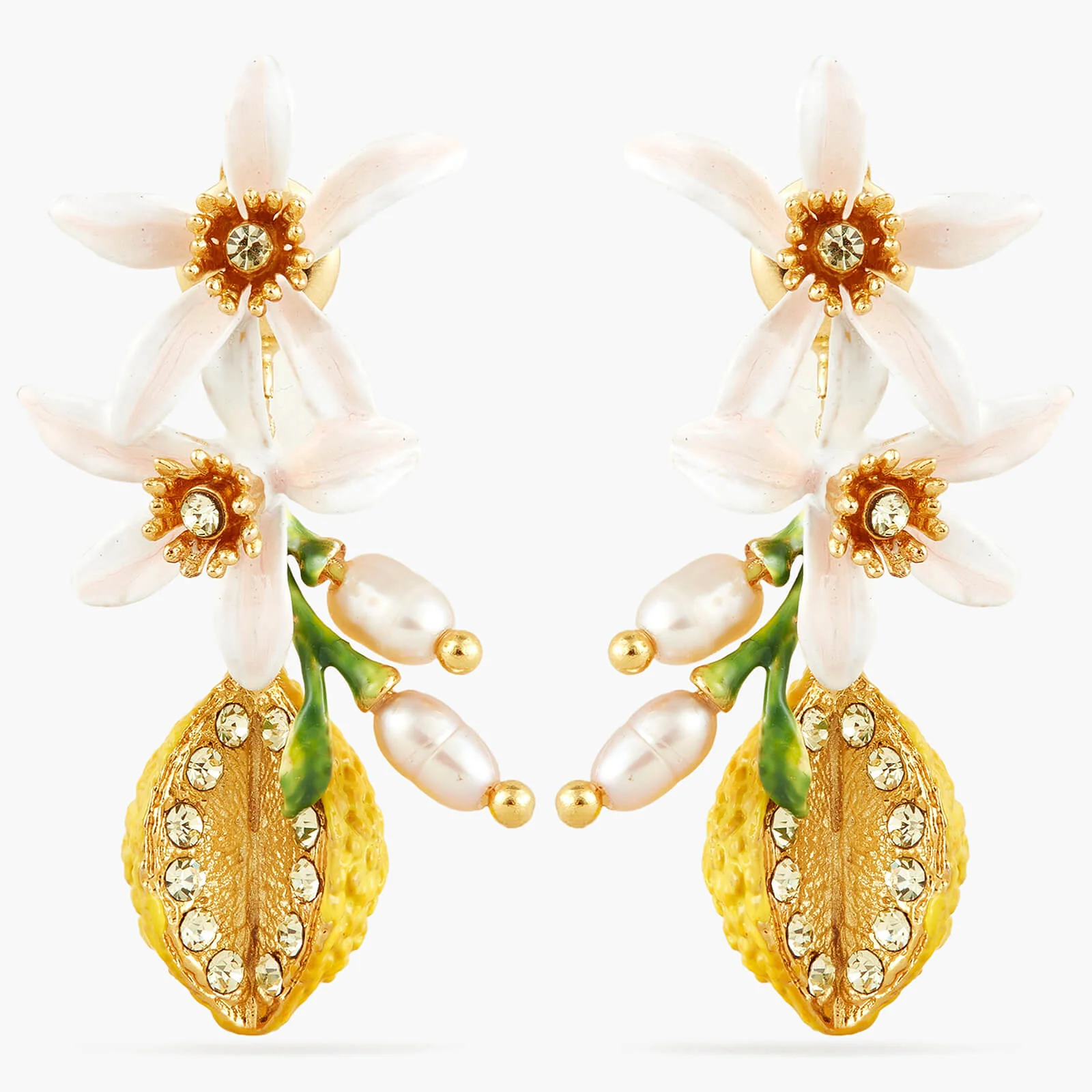 Half Lemon and Lemon Blossom Post Earrings - Image 3
