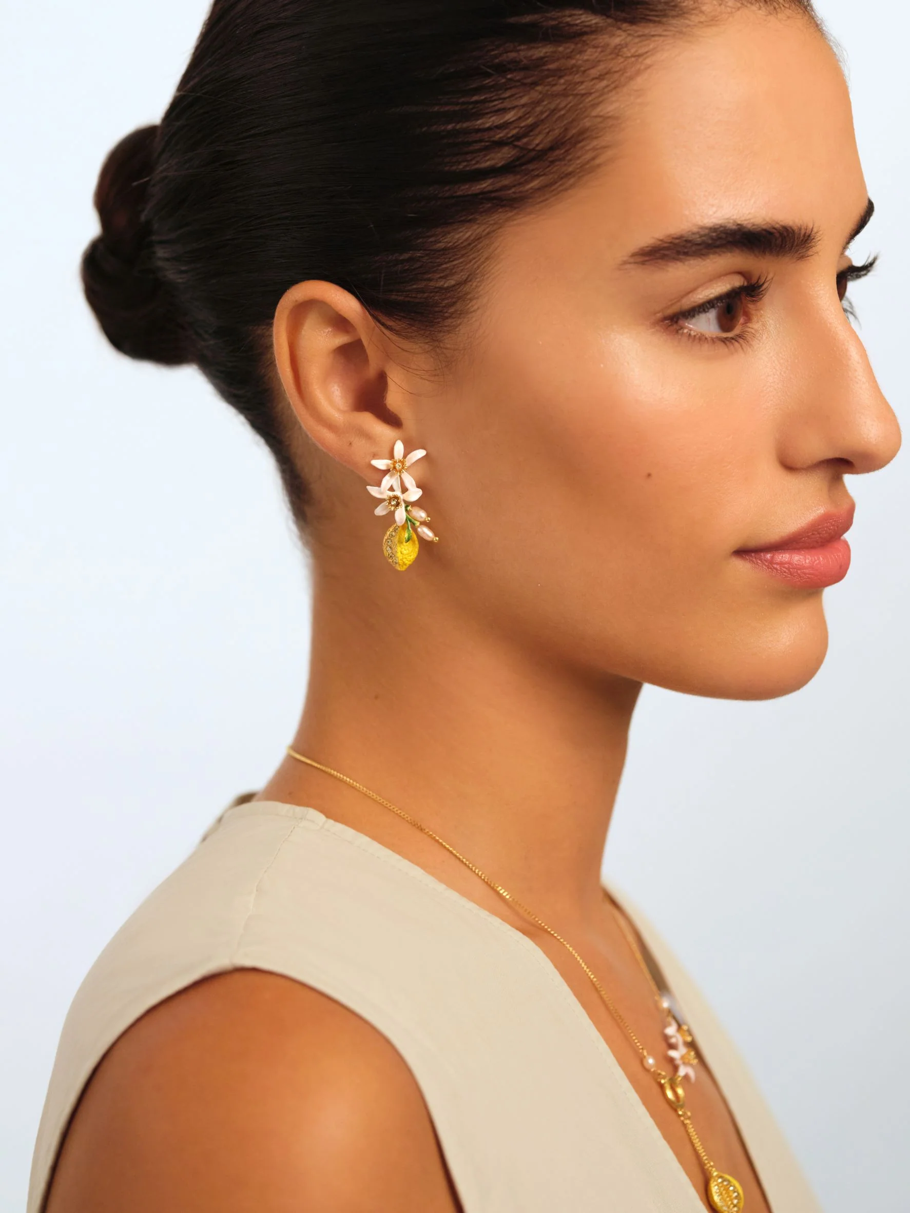 Half Lemon and Lemon Blossom Post Earrings - Image 4
