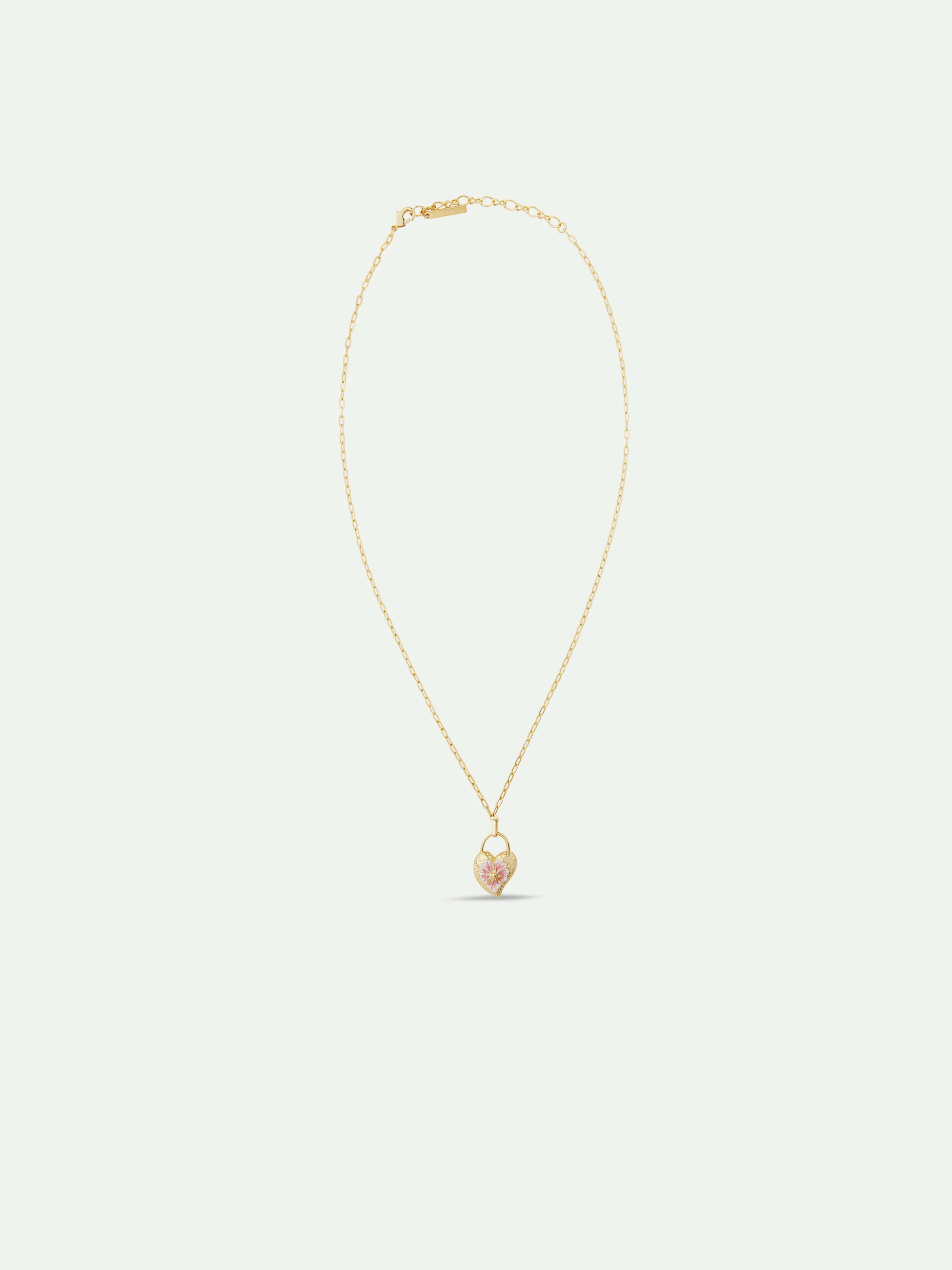 Heart Medallion and Pansy Flower Pendant Necklace - Image 3