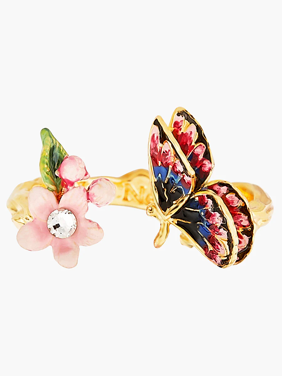 Japanese Emperor Butterfly and Cherry Blossom Adjustable Ring - Image 3