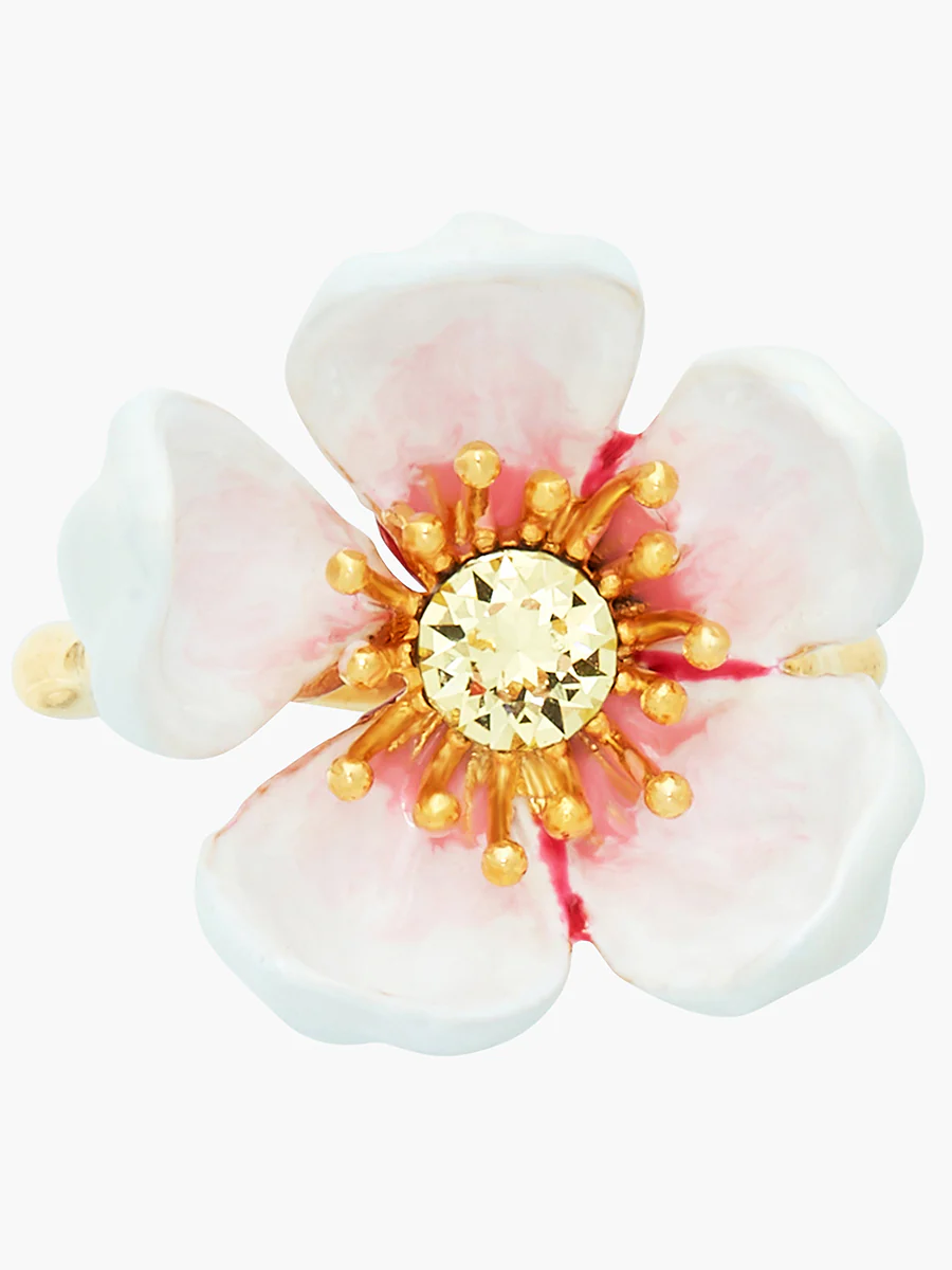 Japanese White Cherry Blossom and Petals Adjustable Ring - Image 3