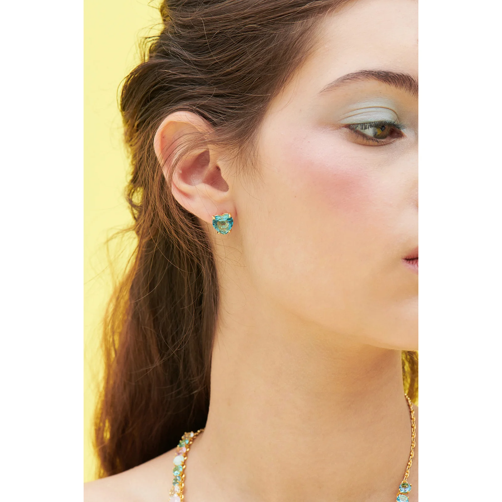 La Diamantine Acqua Azzura Heart Stud Earrings - Image 3