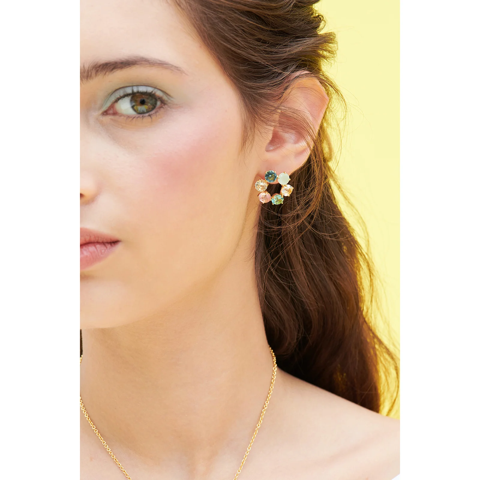 La Diamantine Acqua Azzura Hoops Post Earrings - Image 3