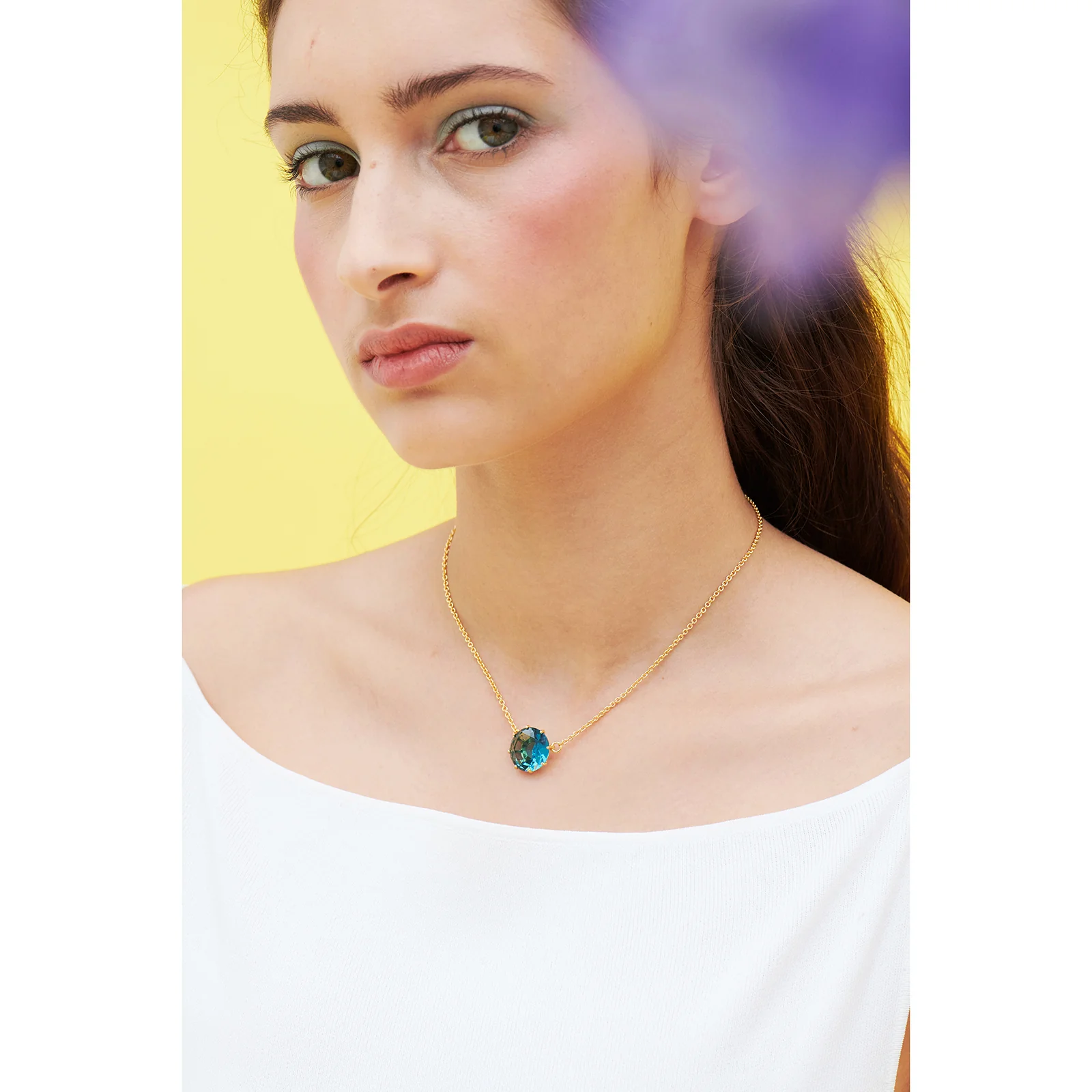 La Diamantine Acqua Azzura Round Stone Pendant Necklace - Image 3