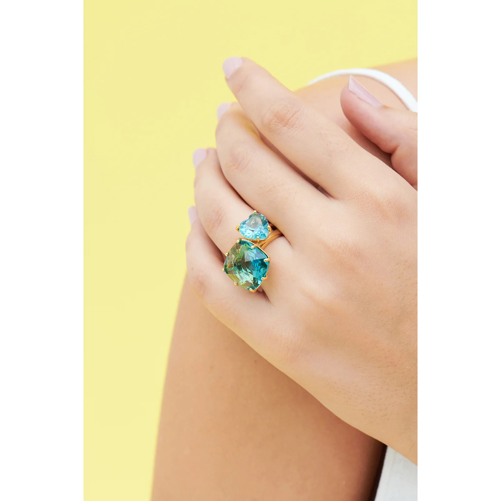 La Diamantine Acqua Azzura Square Stone Solitaire Ring - Image 3