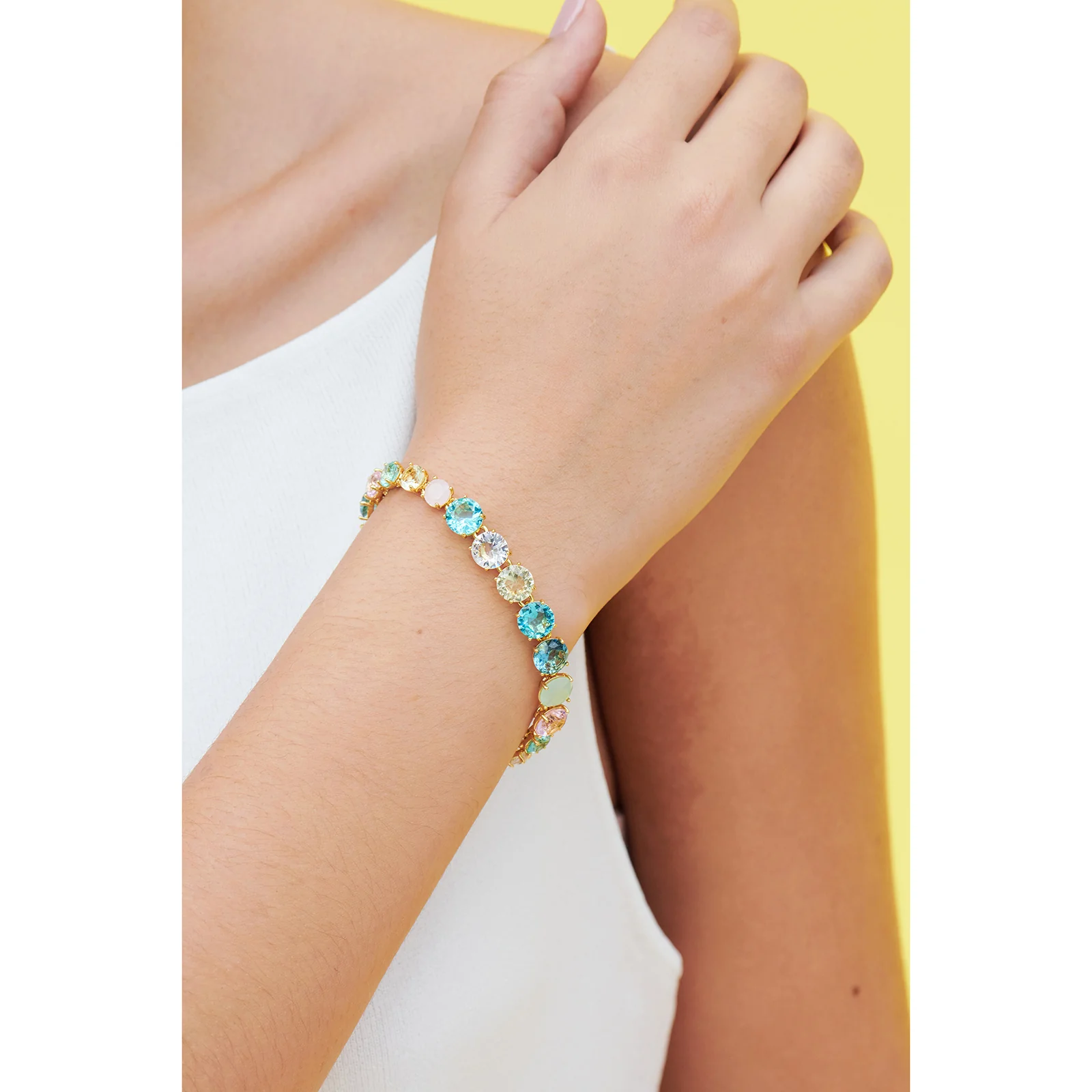 La Diamantine Aqua Azzura Stones Luxurious one row Bracelet - Image 3