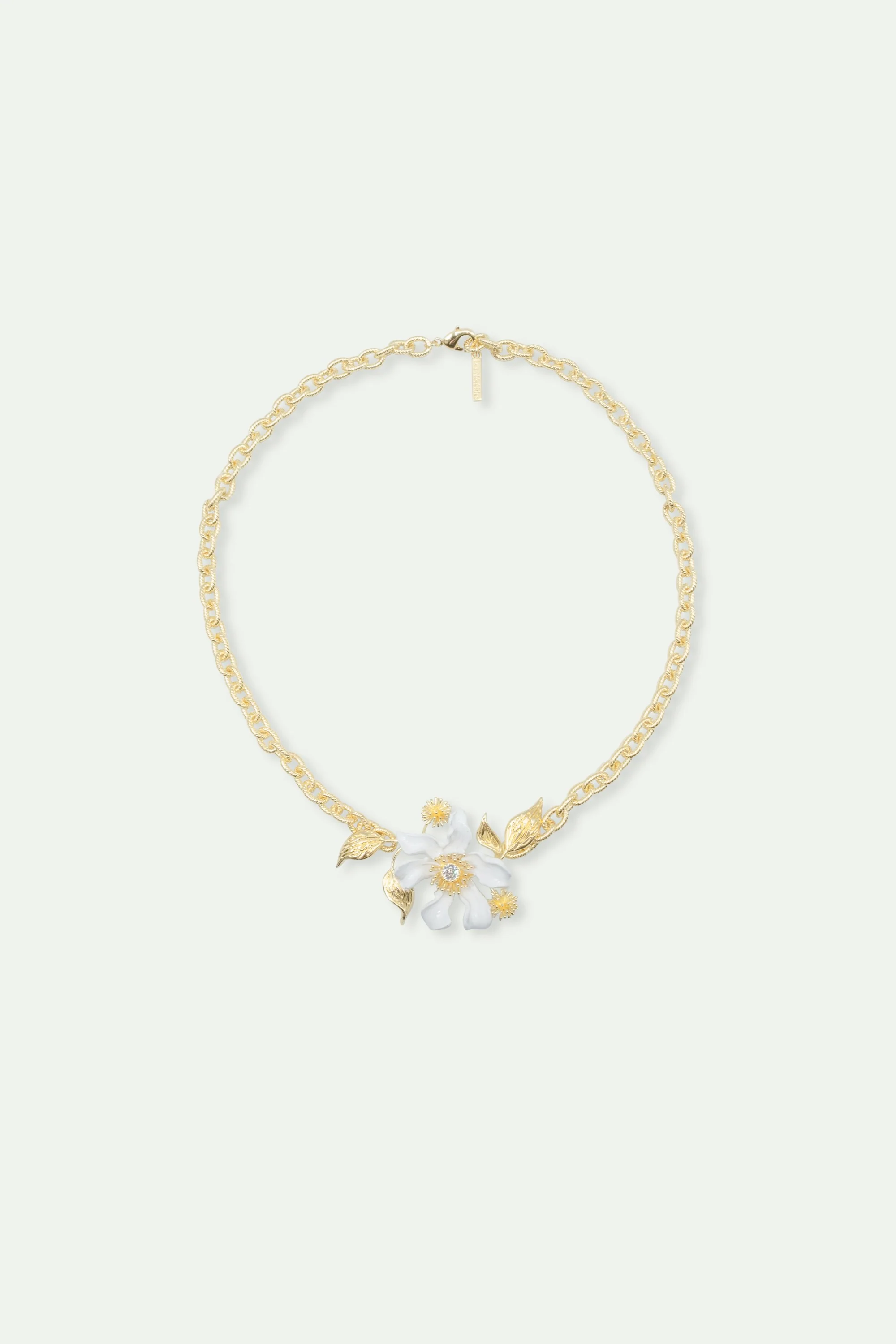 Large White Clematis Flower - Japanese Kerria and Laurel Necklace - Image 3