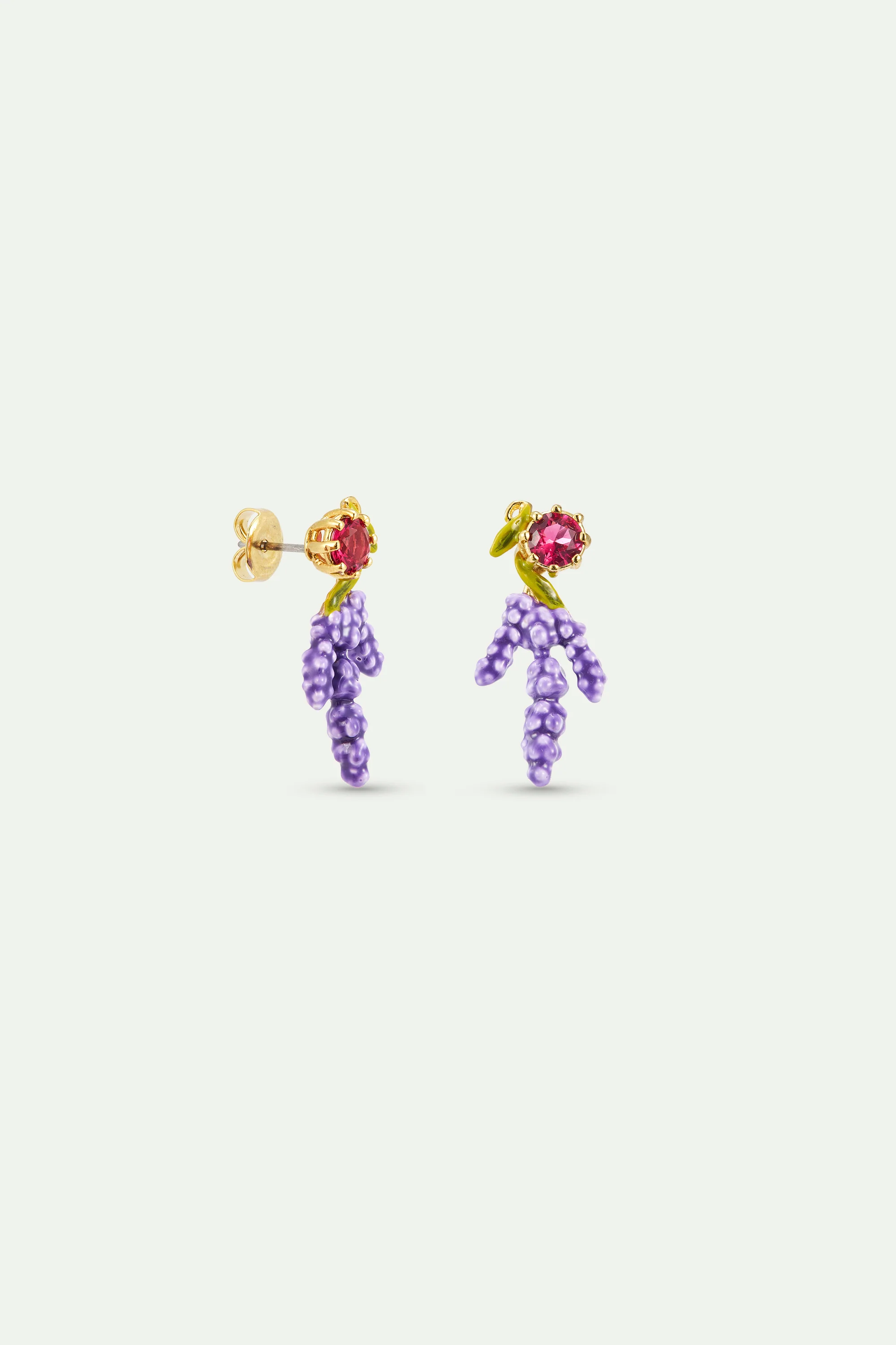 Lavender and Pink Stone Post Earrings - Image 2