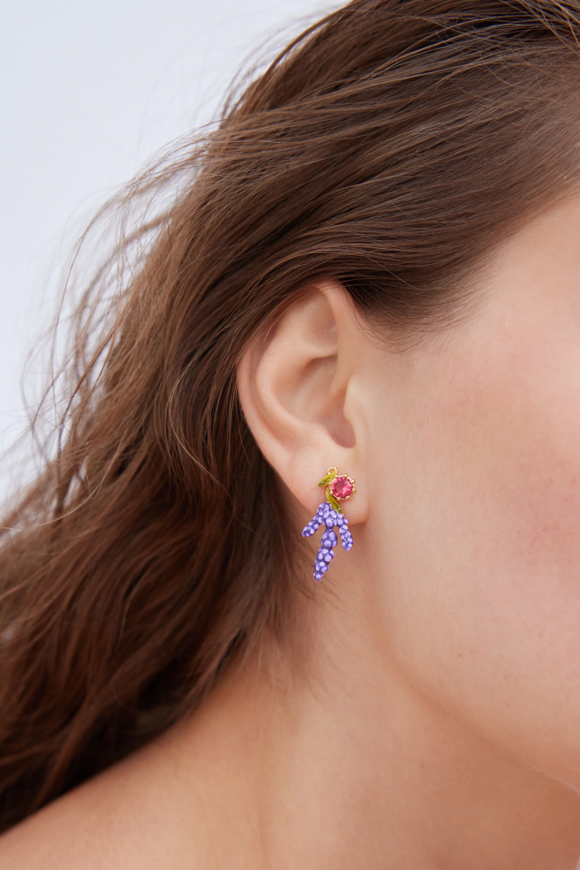 Lavender and Pink Stone Post Earrings - Image 3