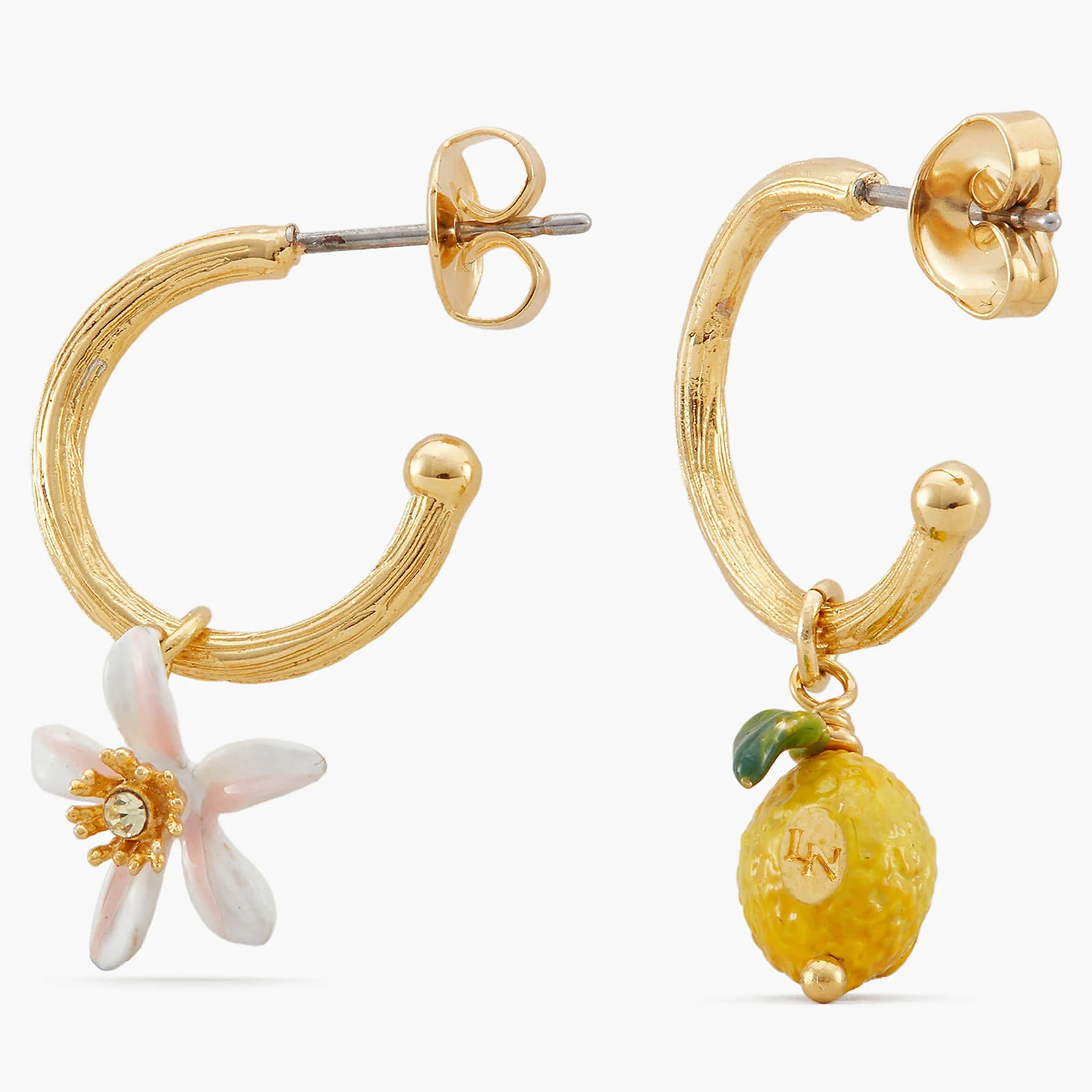Lemon and Lemon White Blossom Post Hoop Earrings - Image 3