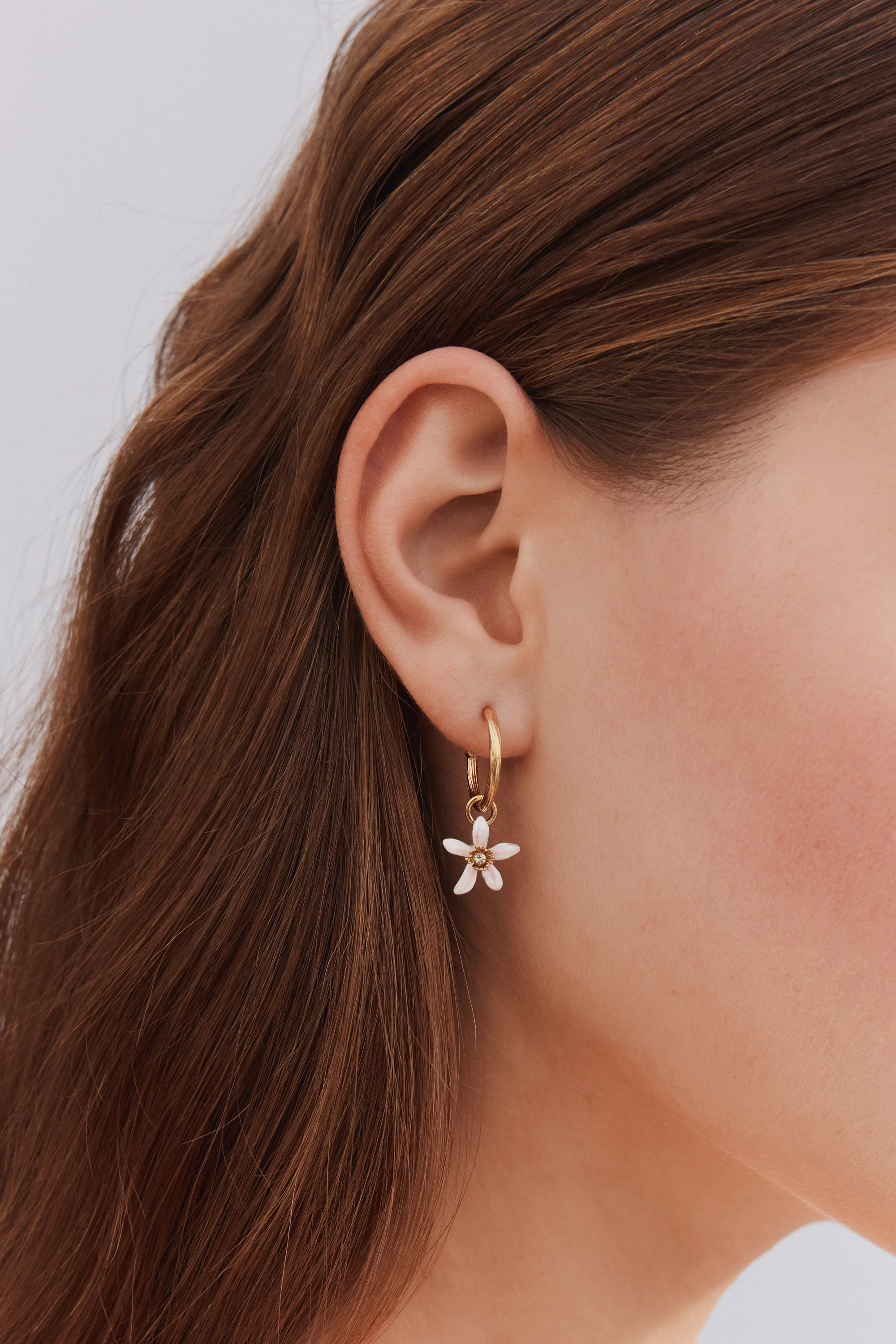 Lemon and Lemon White Blossom Post Hoop Earrings - Image 4