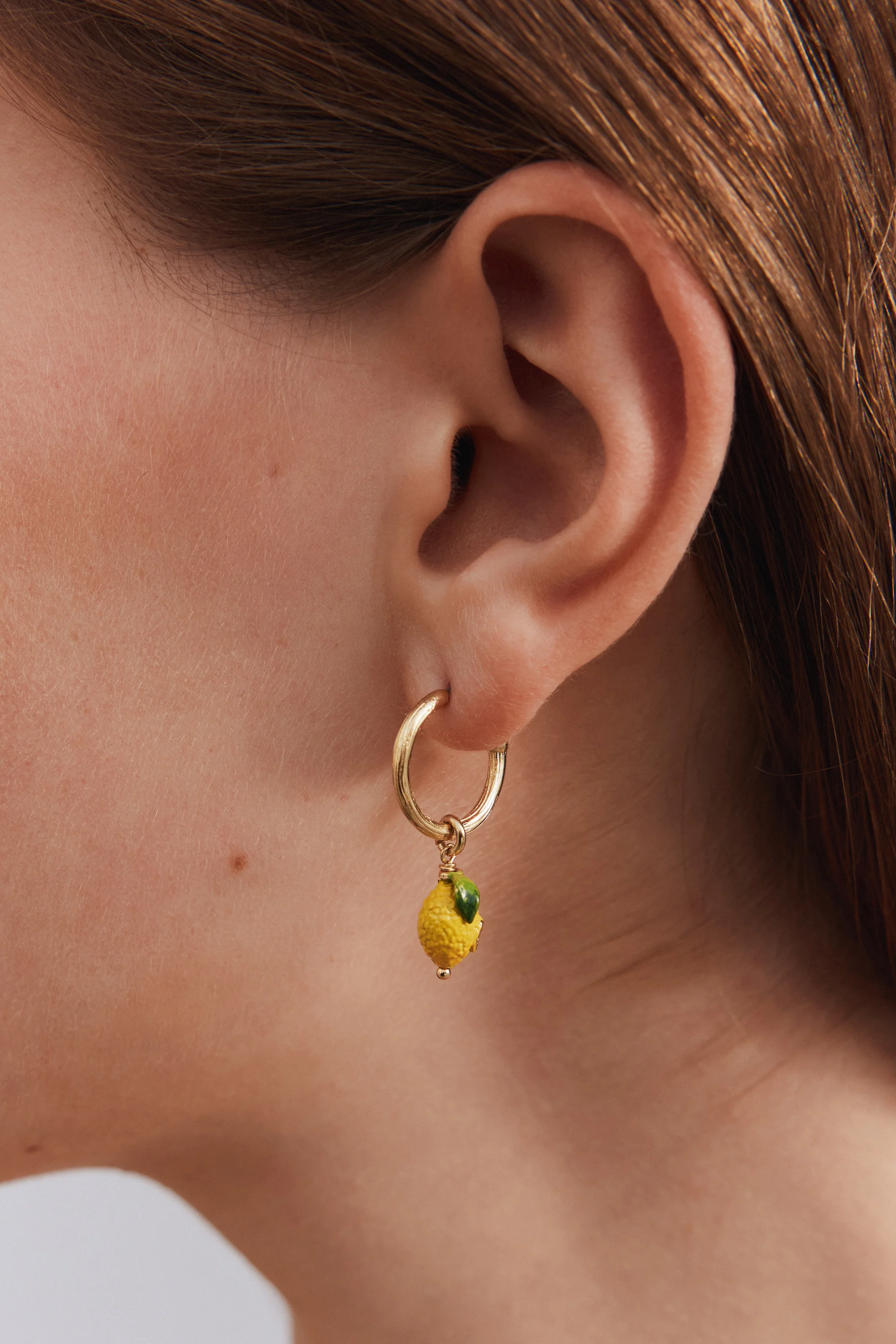 Lemon and Lemon White Blossom Post Hoop Earrings - Image 5