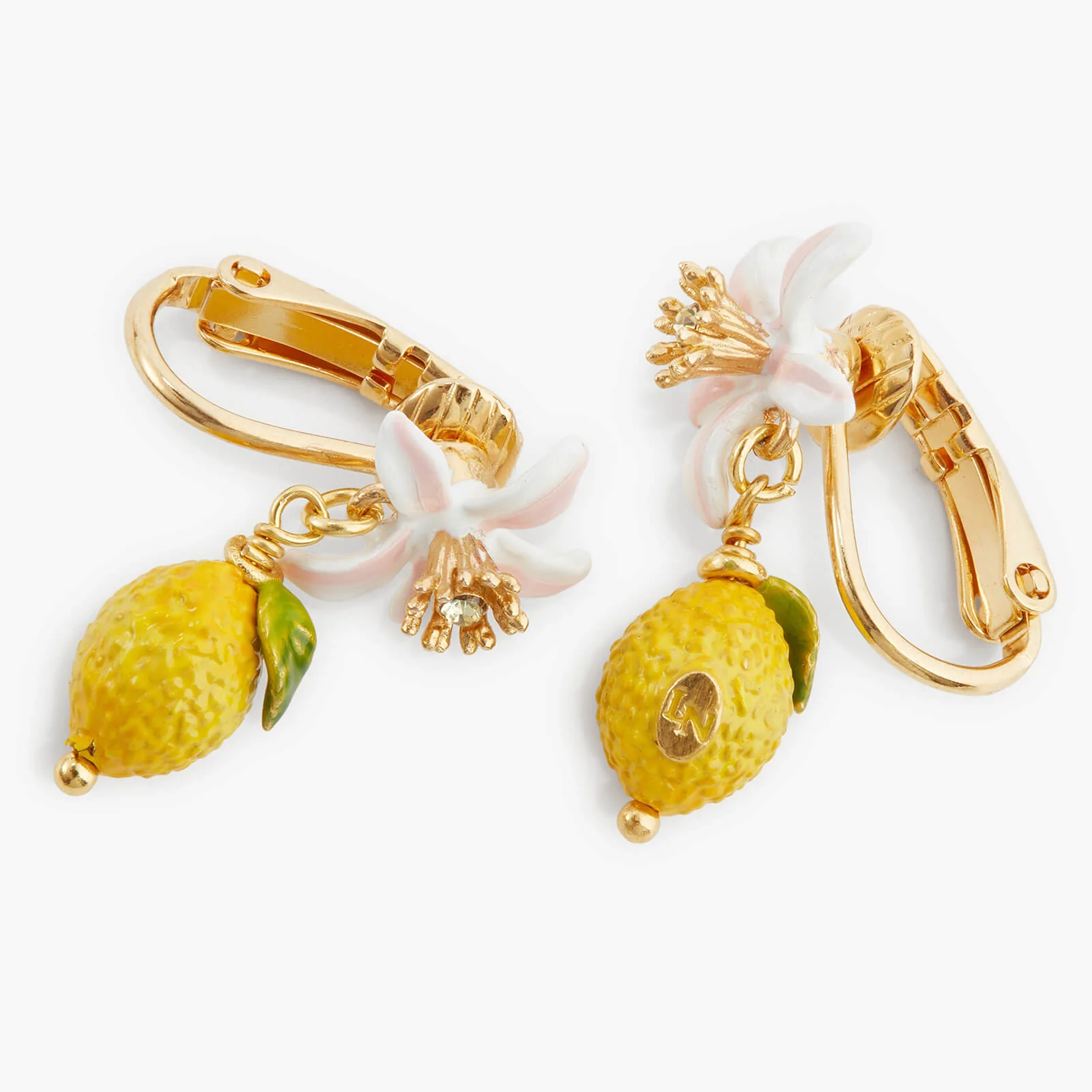 Lemon and White Flower Clip-On Earrings - Image 3