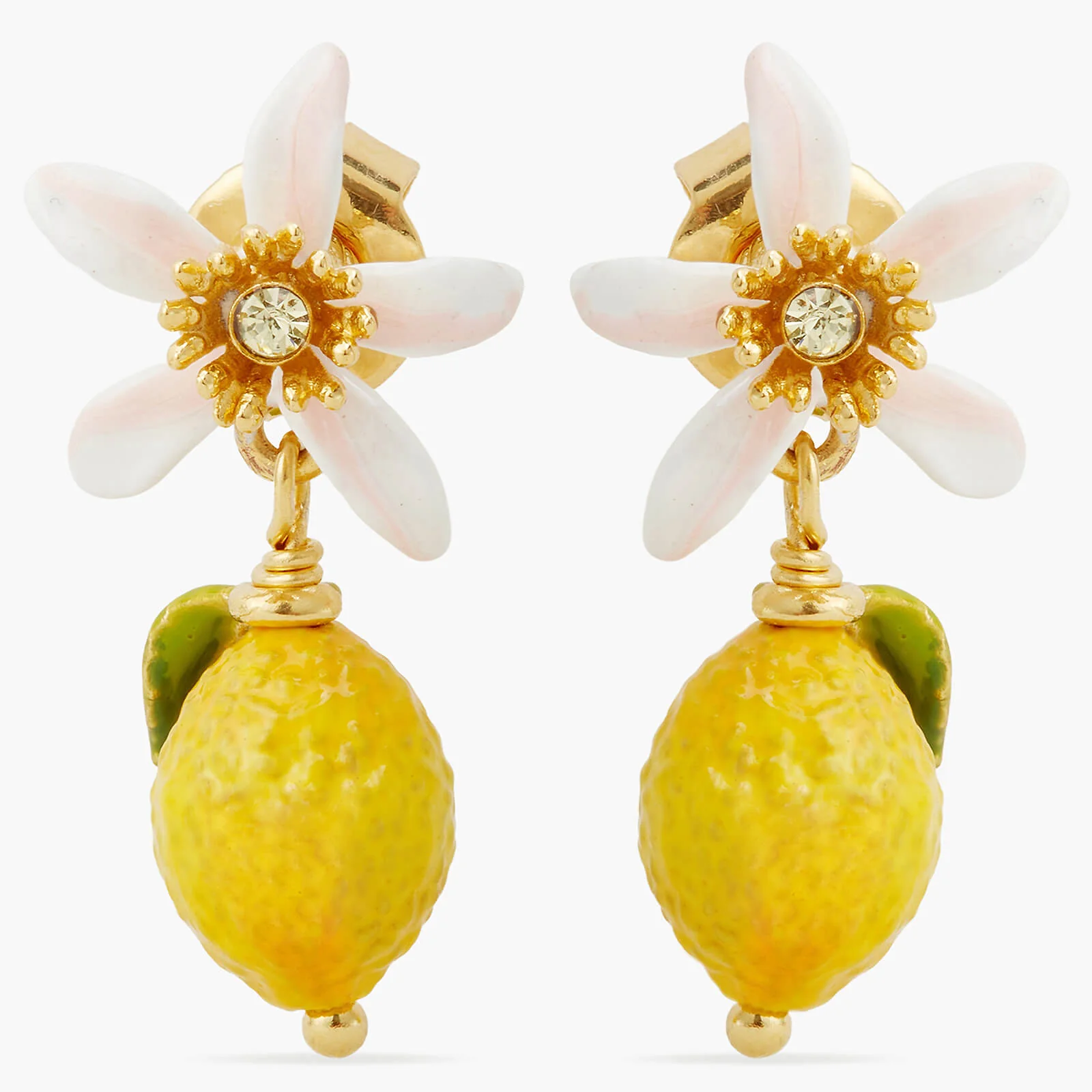 Lemon and White Flower Post Earrings - Image 3