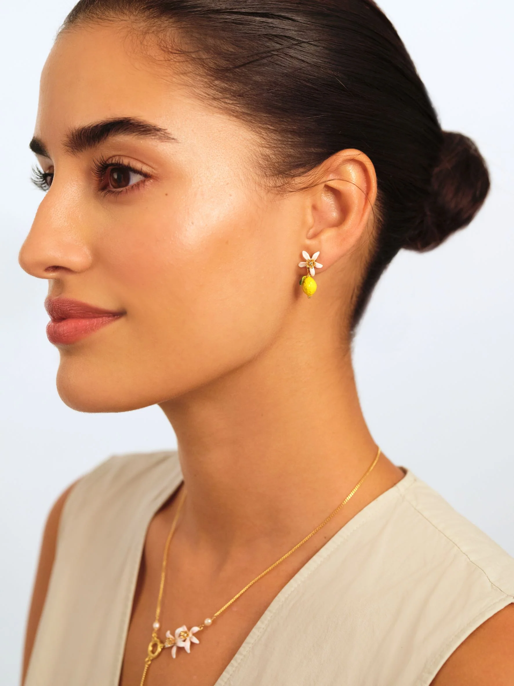 Lemon and White Flower Post Earrings - Image 5