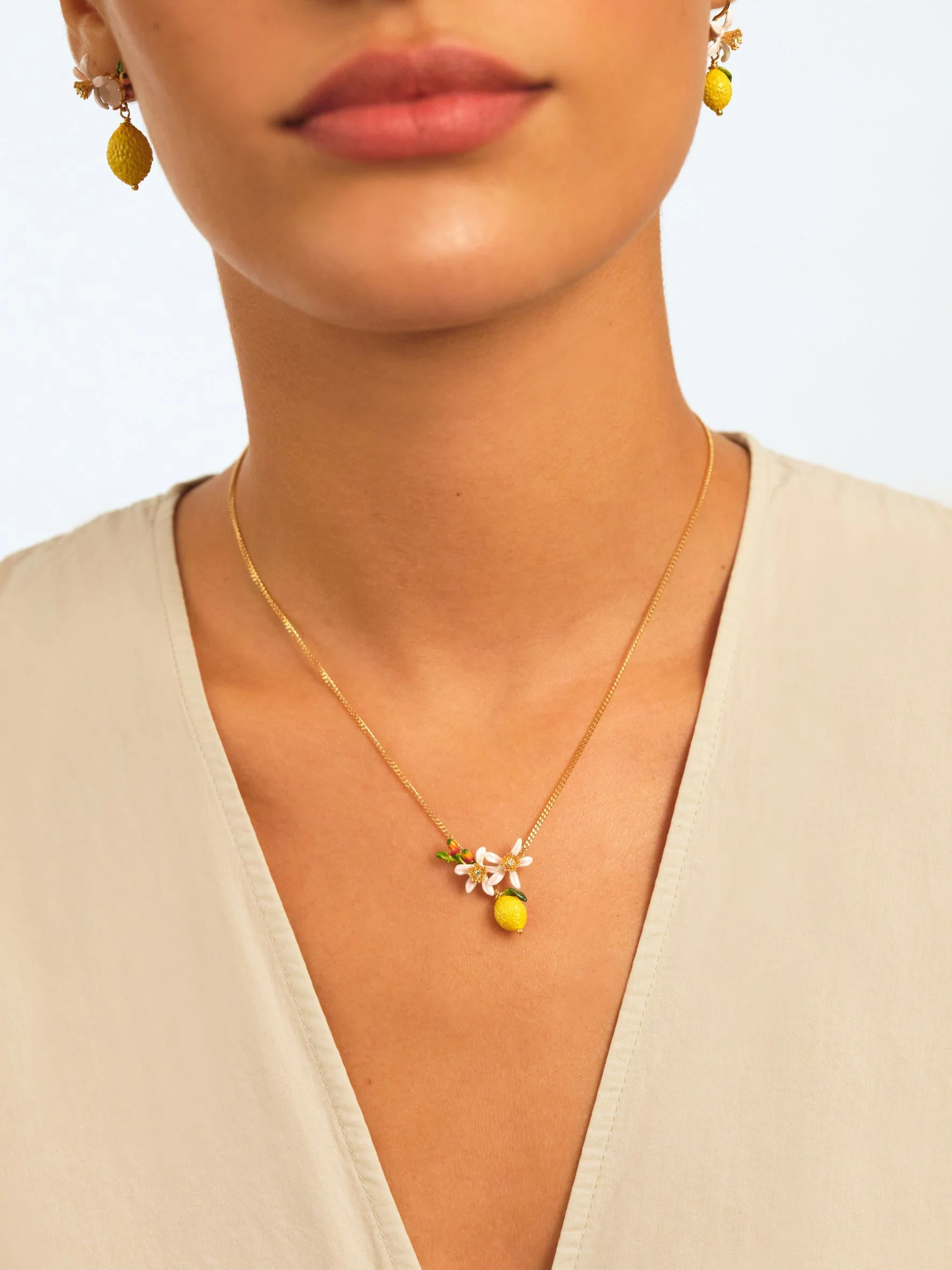 Lemon, Flower Bud and Lemon Blossom Necklace - Image 5