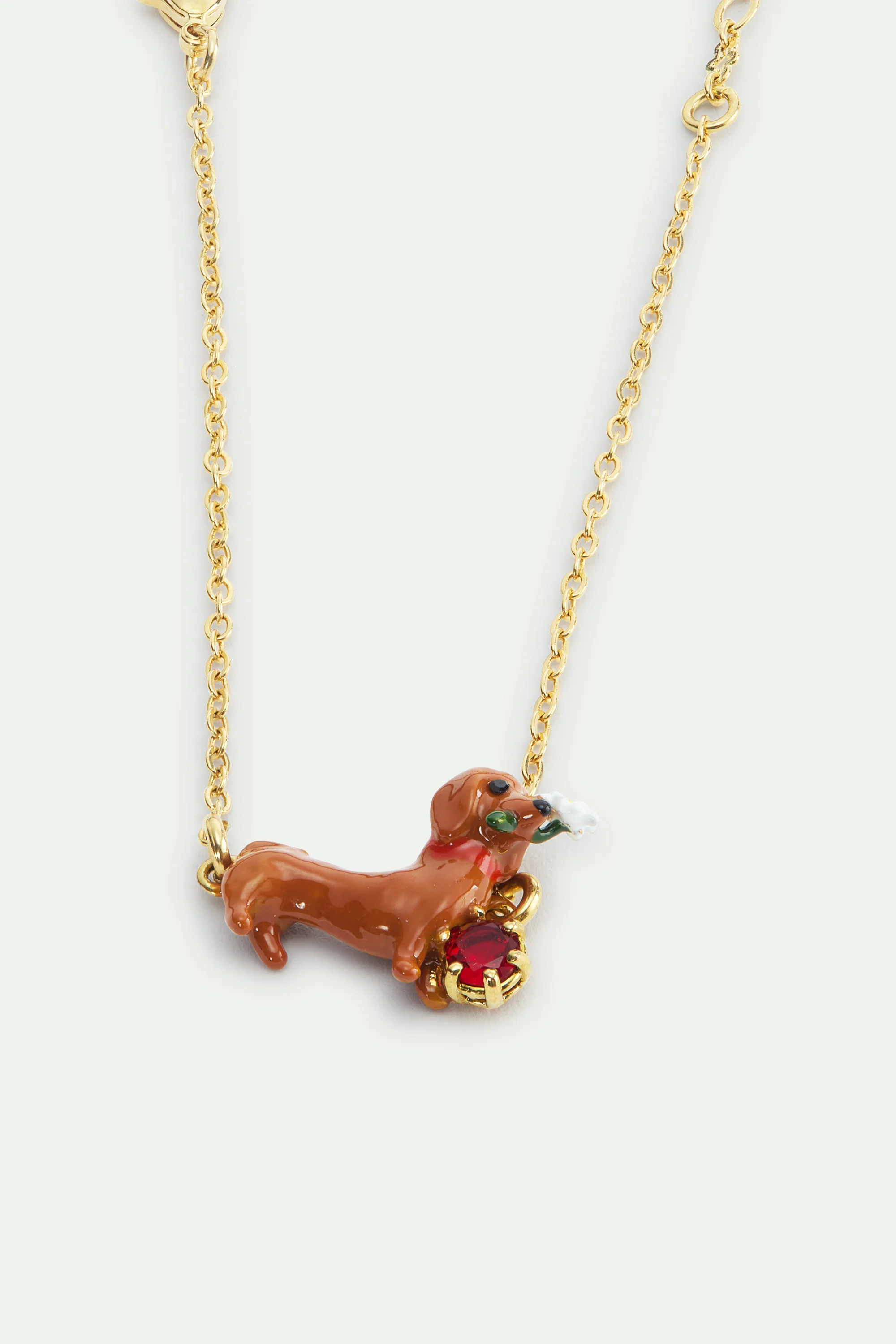 Les Néréides Loves Animals - Dachshund , Daisy and Red Crystal Fine Bracelet - Image 2