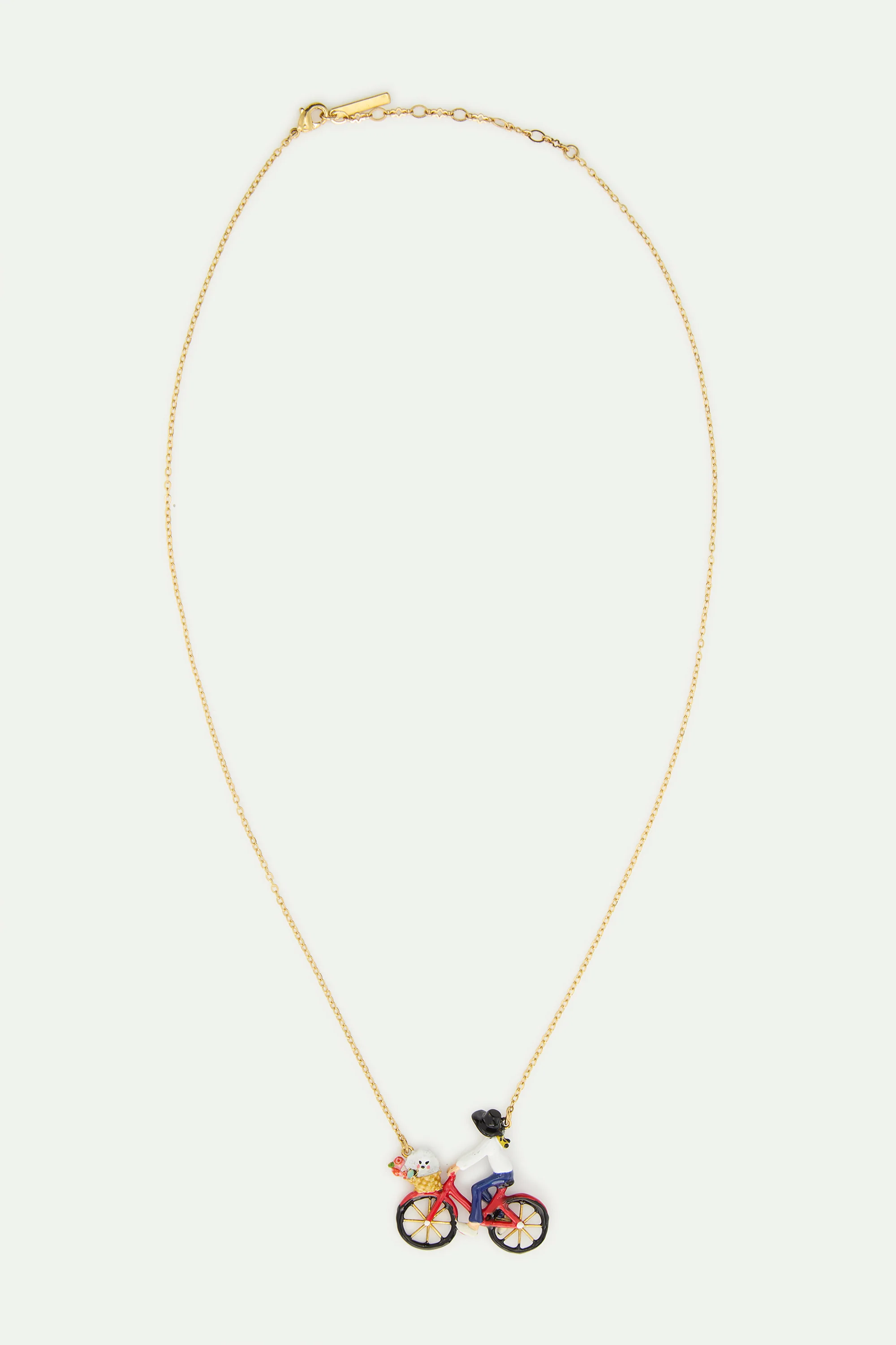 Les Néréides Loves Animals - Bicycle, Poodle and Bunch of Flowers Statement Necklace - Image 2