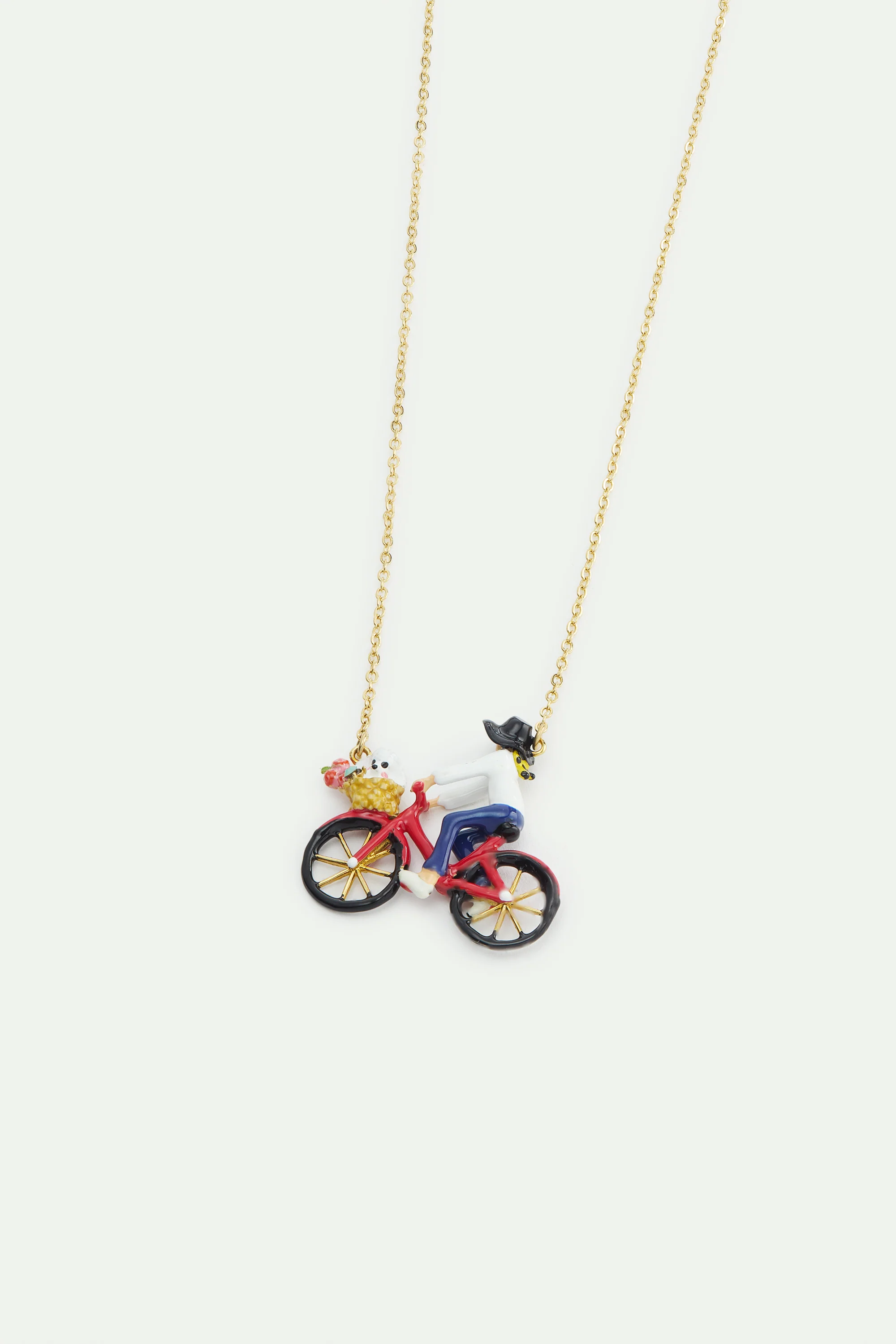 Les Néréides Loves Animals - Bicycle, Poodle and Bunch of Flowers Statement Necklace - Image 3
