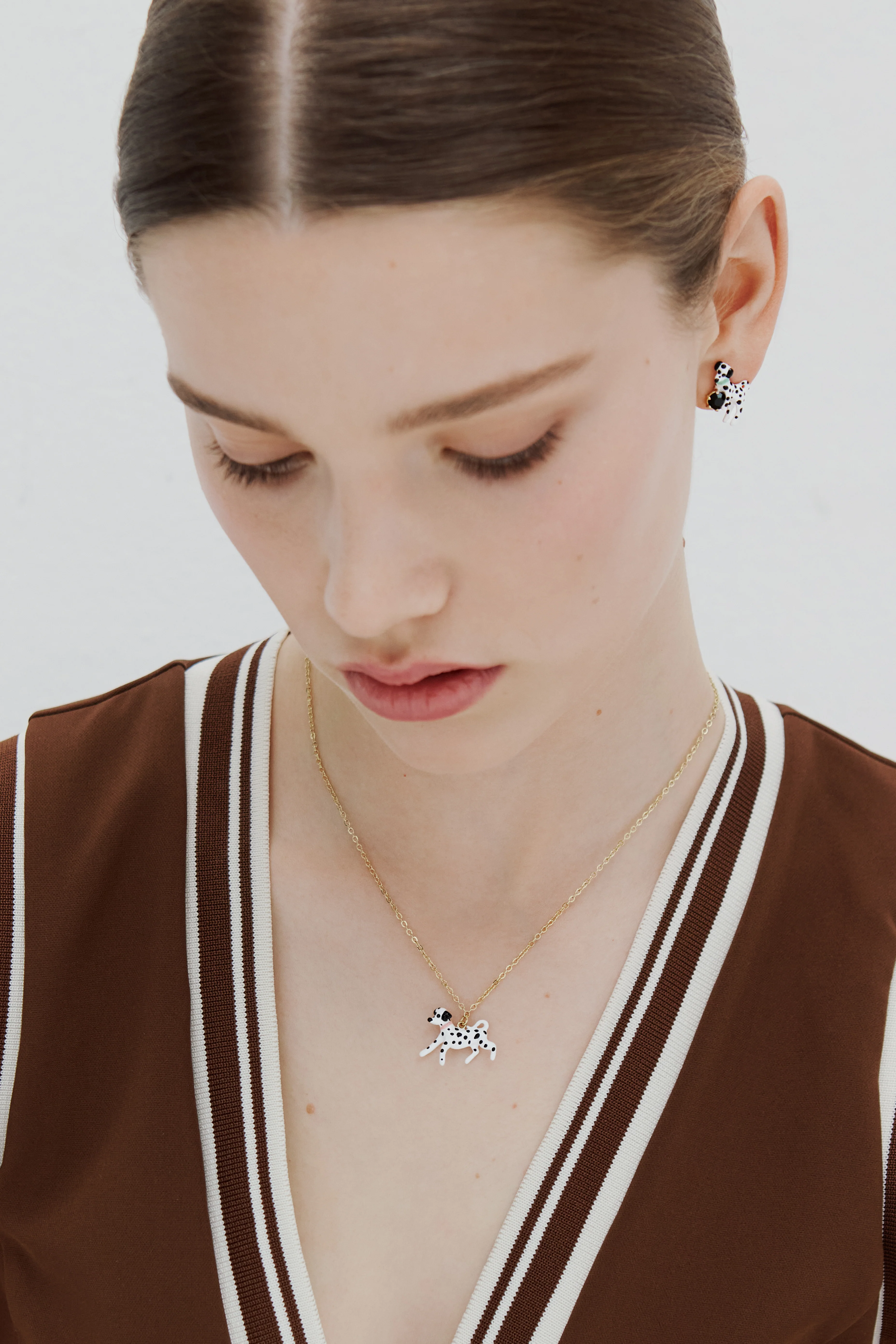 Les Néréides Loves Animals - Black and White Dalmatian Pendant Necklace - Image 4