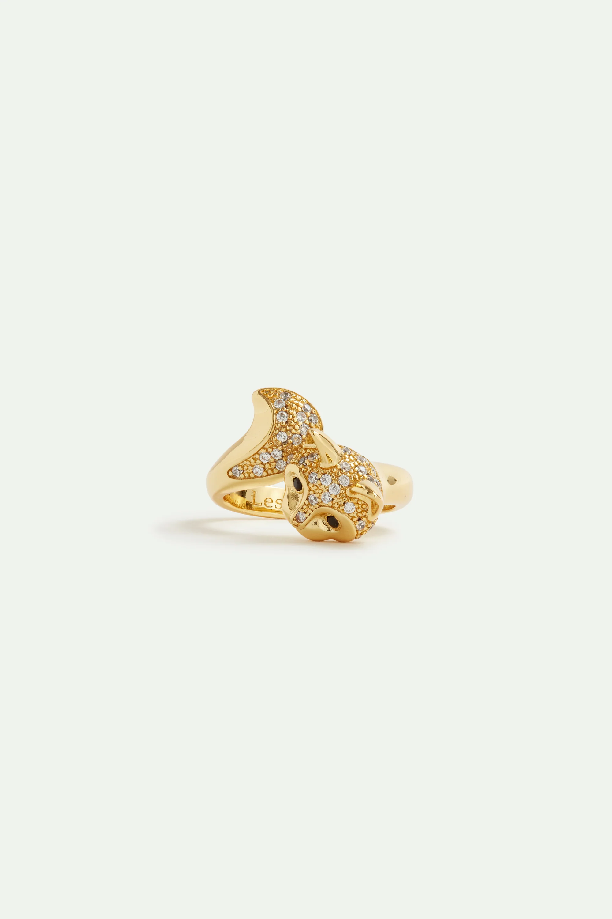 Les Néréides Loves Animals - Golden Cat and Crystal Adjustable Ring