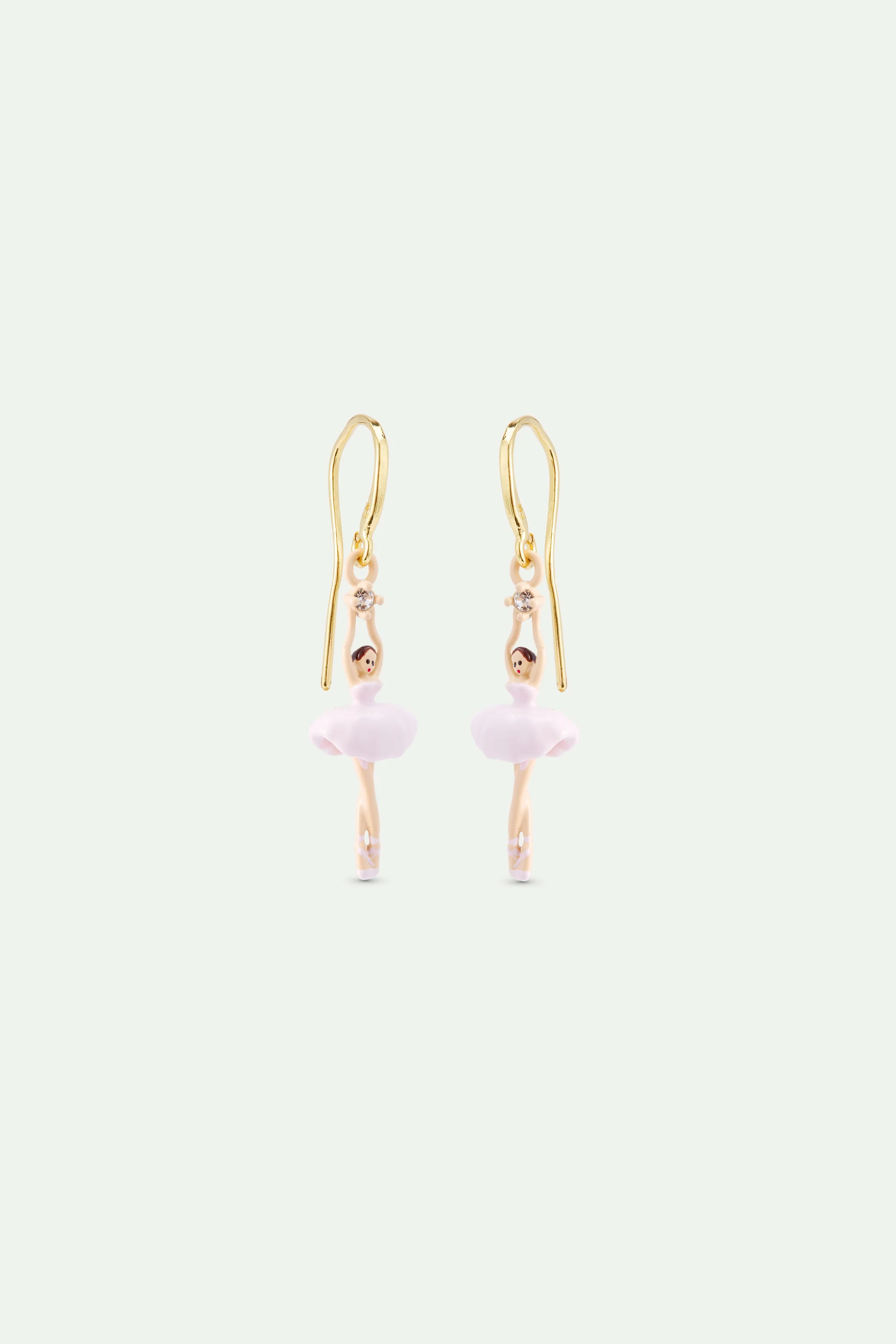 Light Pink Ballerina and Crystal Hook Earrings