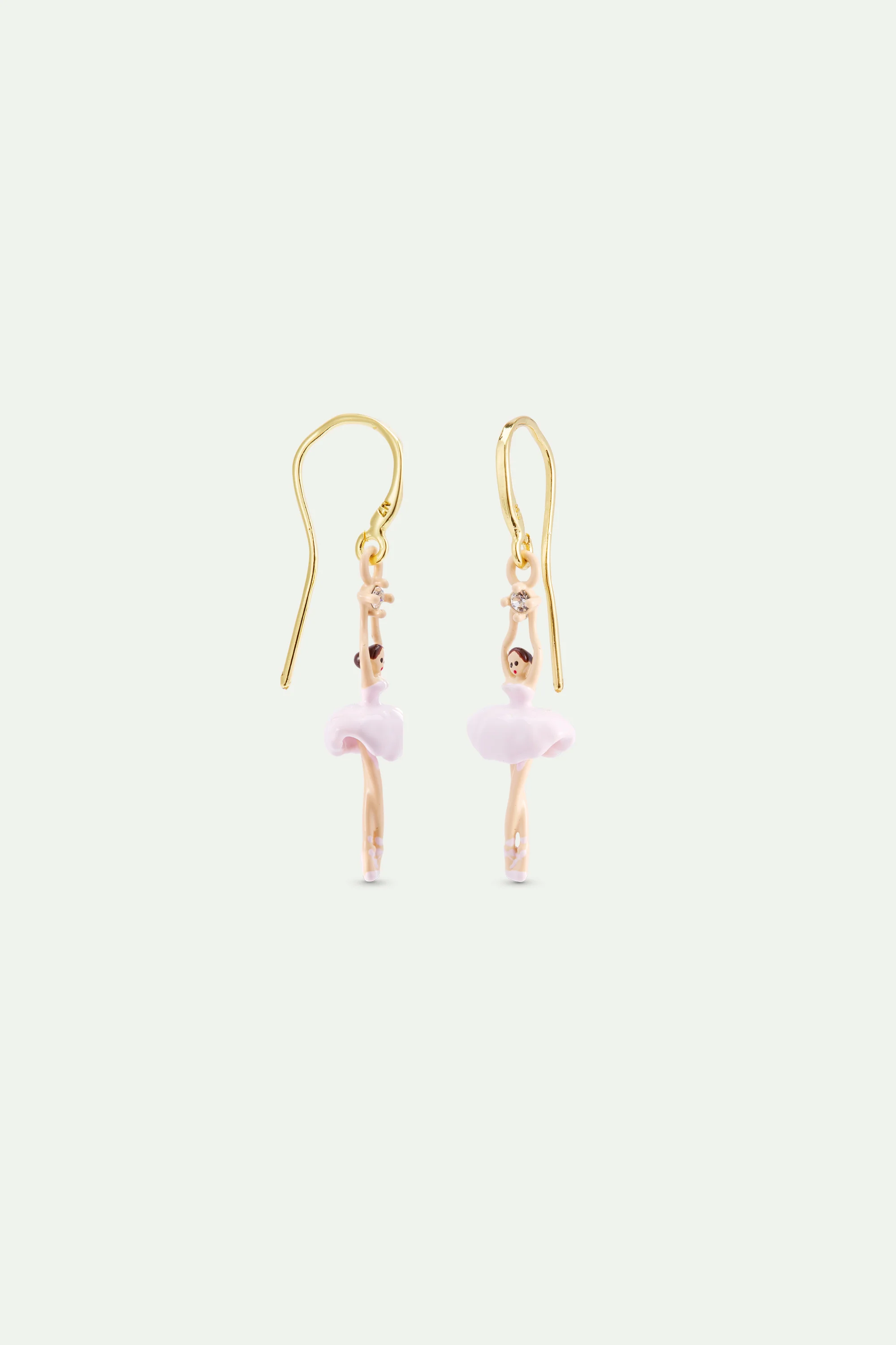 Light Pink Ballerina and Crystal Hook Earrings - Image 2