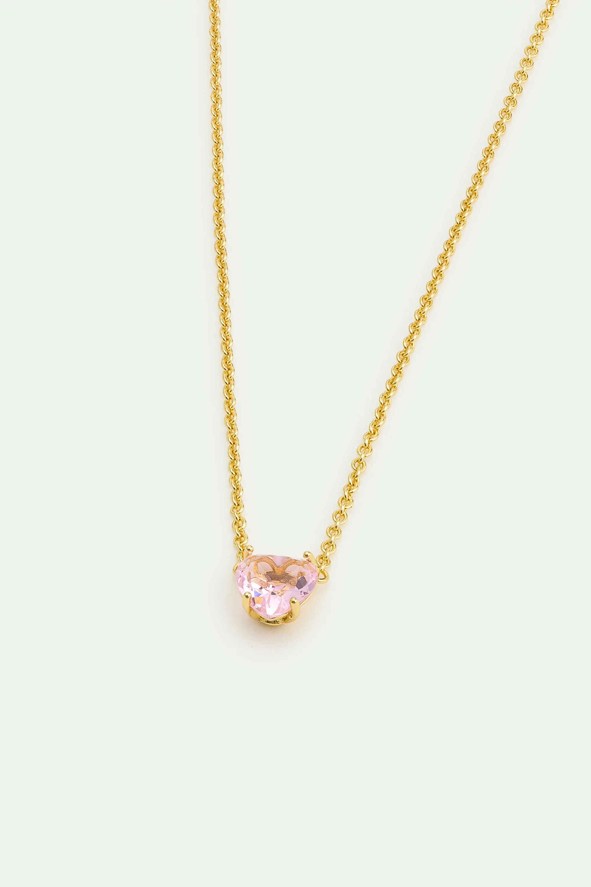 Light Pink Diamantine Fine Necklace with Heart-Shaped Stone - Image 2
