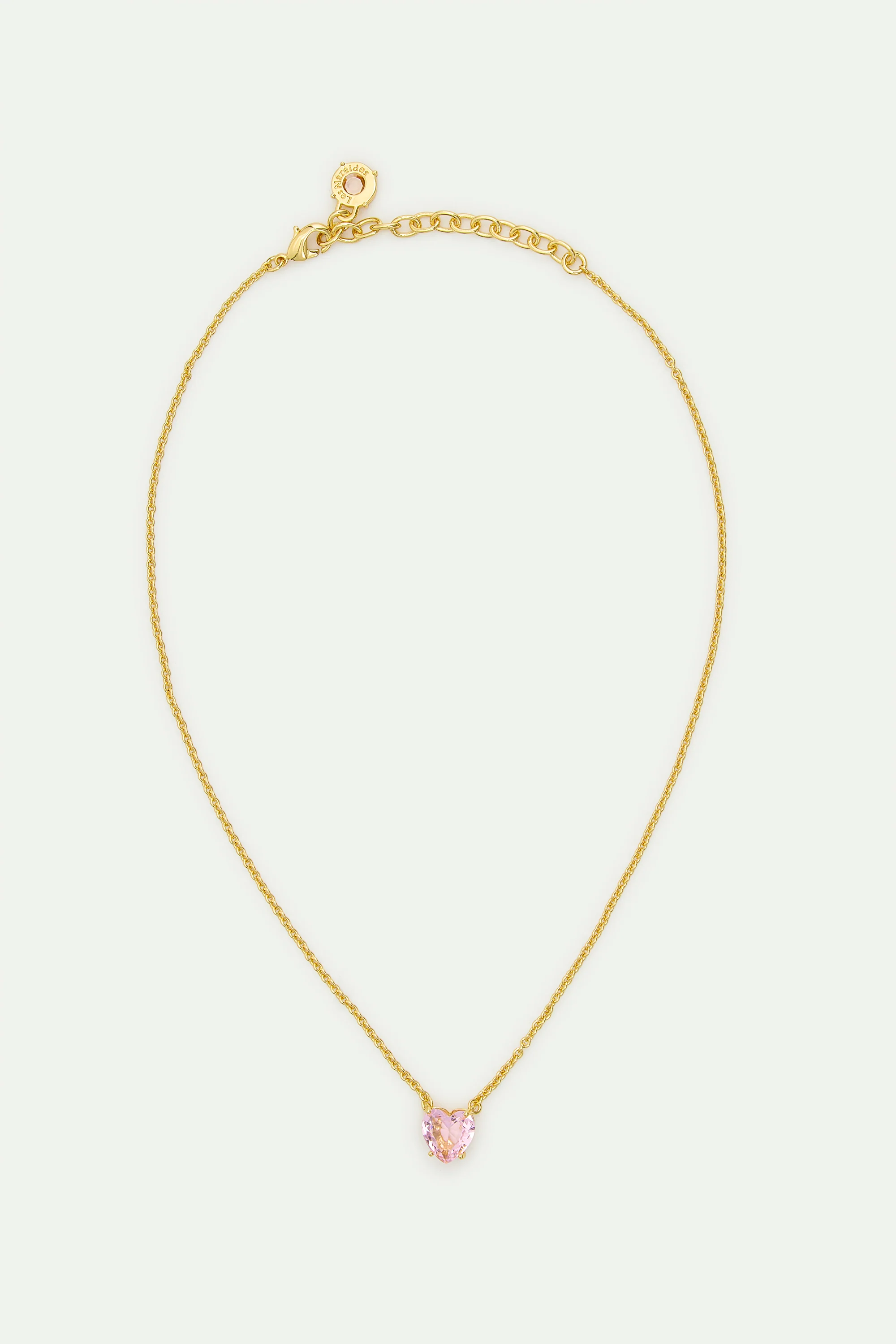 Light Pink Diamantine Fine Necklace with Heart-Shaped Stone - Image 3