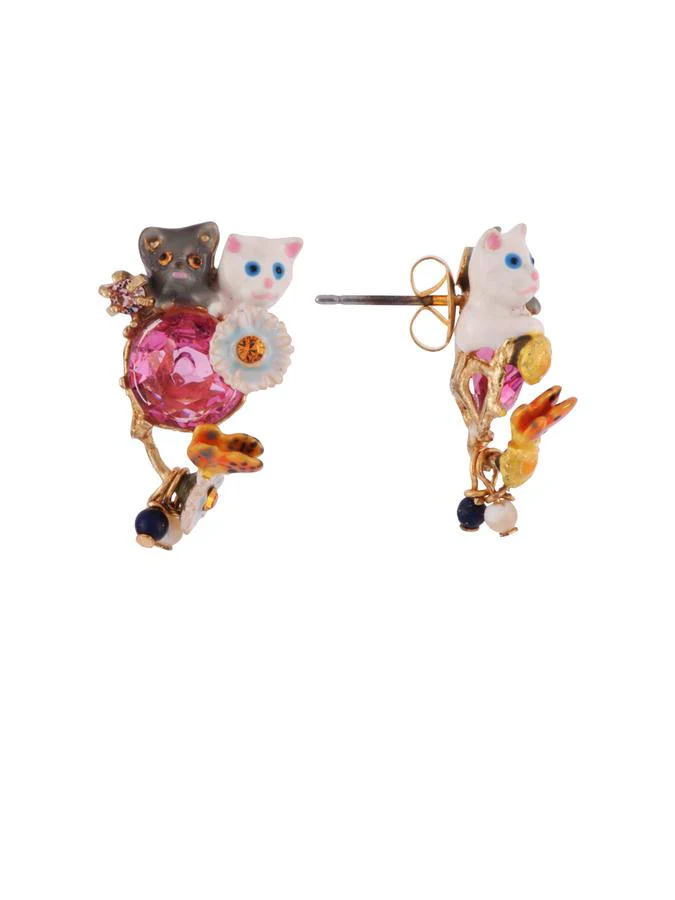 Little Cats Duo with Faceted Glass and Charms Earrings ✨As Seen on Taylor Swift✨ - Image 3