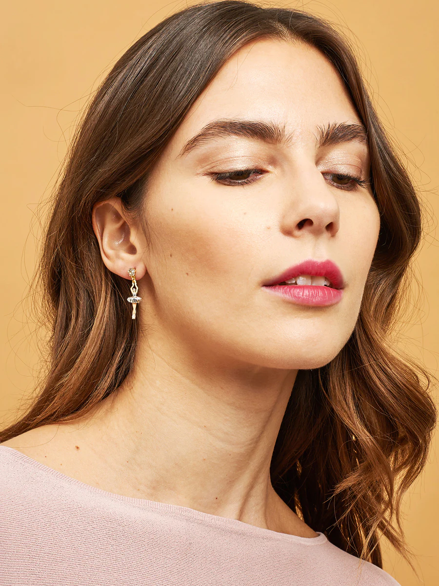 MINI PAS DE DEUX WITH WHITE MINI BALLERINA AND PEARL STUD EARRINGS - Image 3