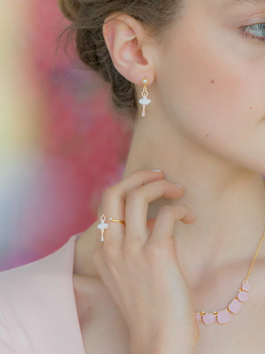 MINI PAS DE DEUX WITH WHITE MINI BALLERINA AND PEARL STUD EARRINGS - Image 4