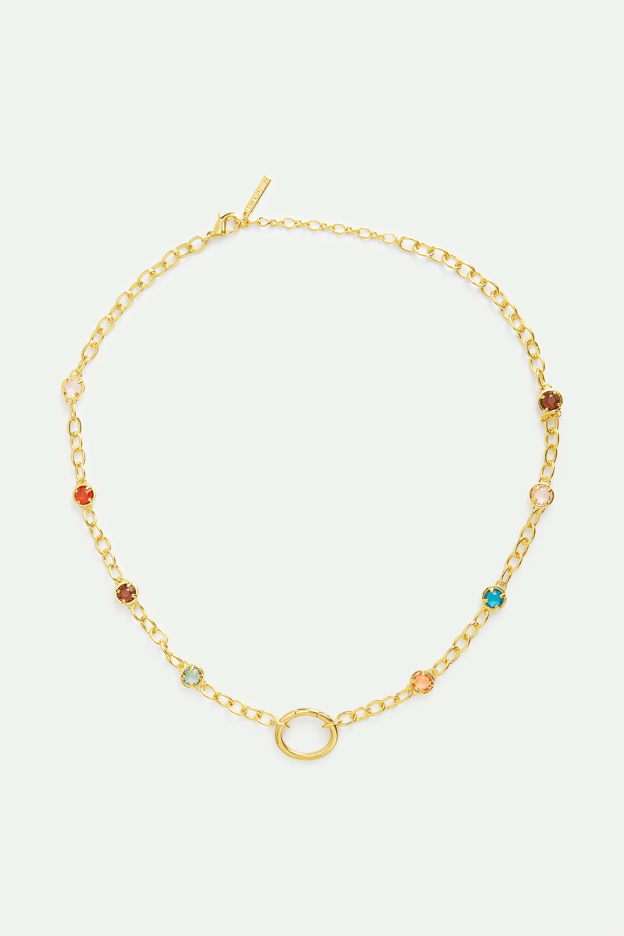 Pendant Necklace Chain with Multicolored Crystals - Image 3