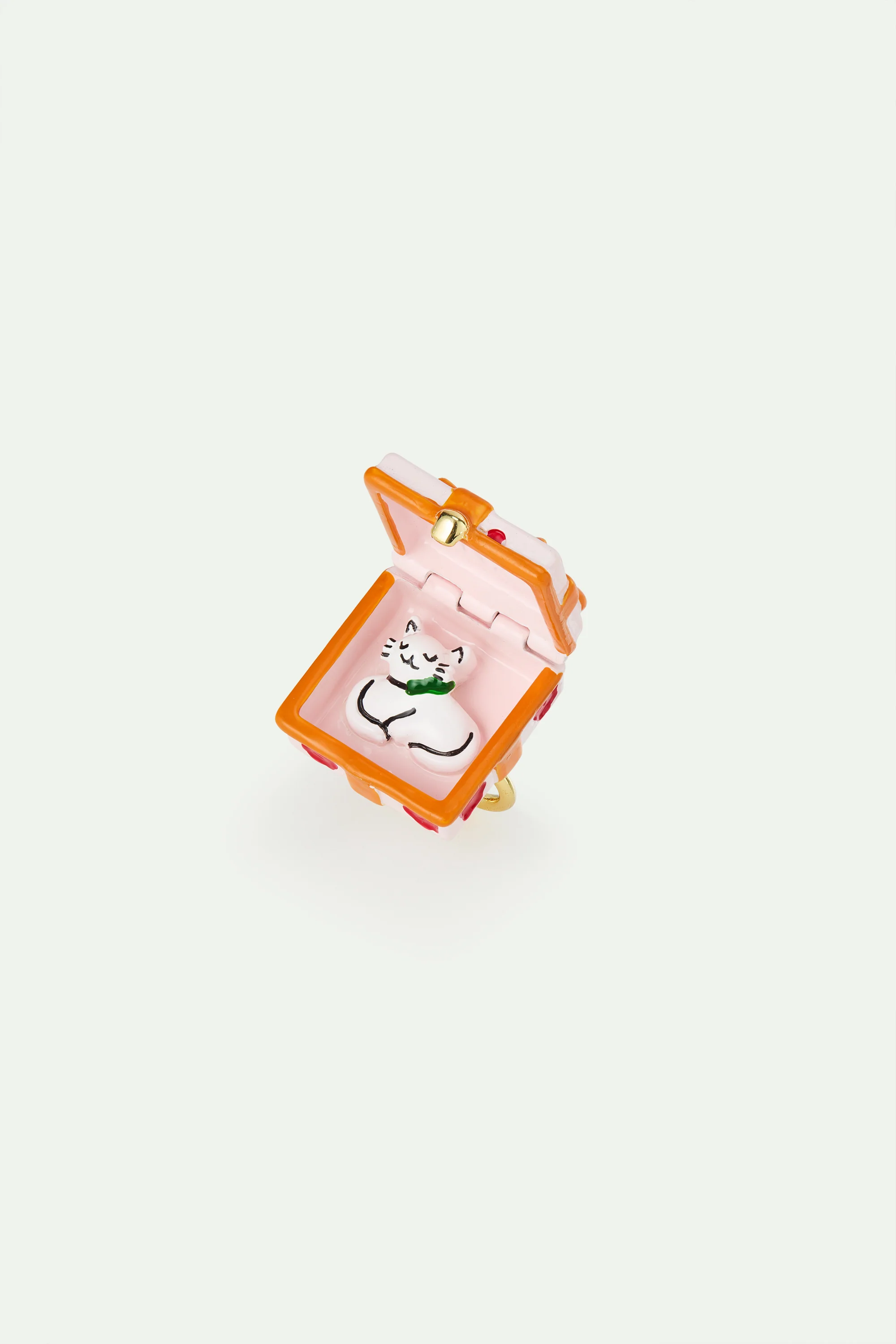 N2 Adjustable ring with Pink Gift Box, Red Flower and Orange Bow - Image 2