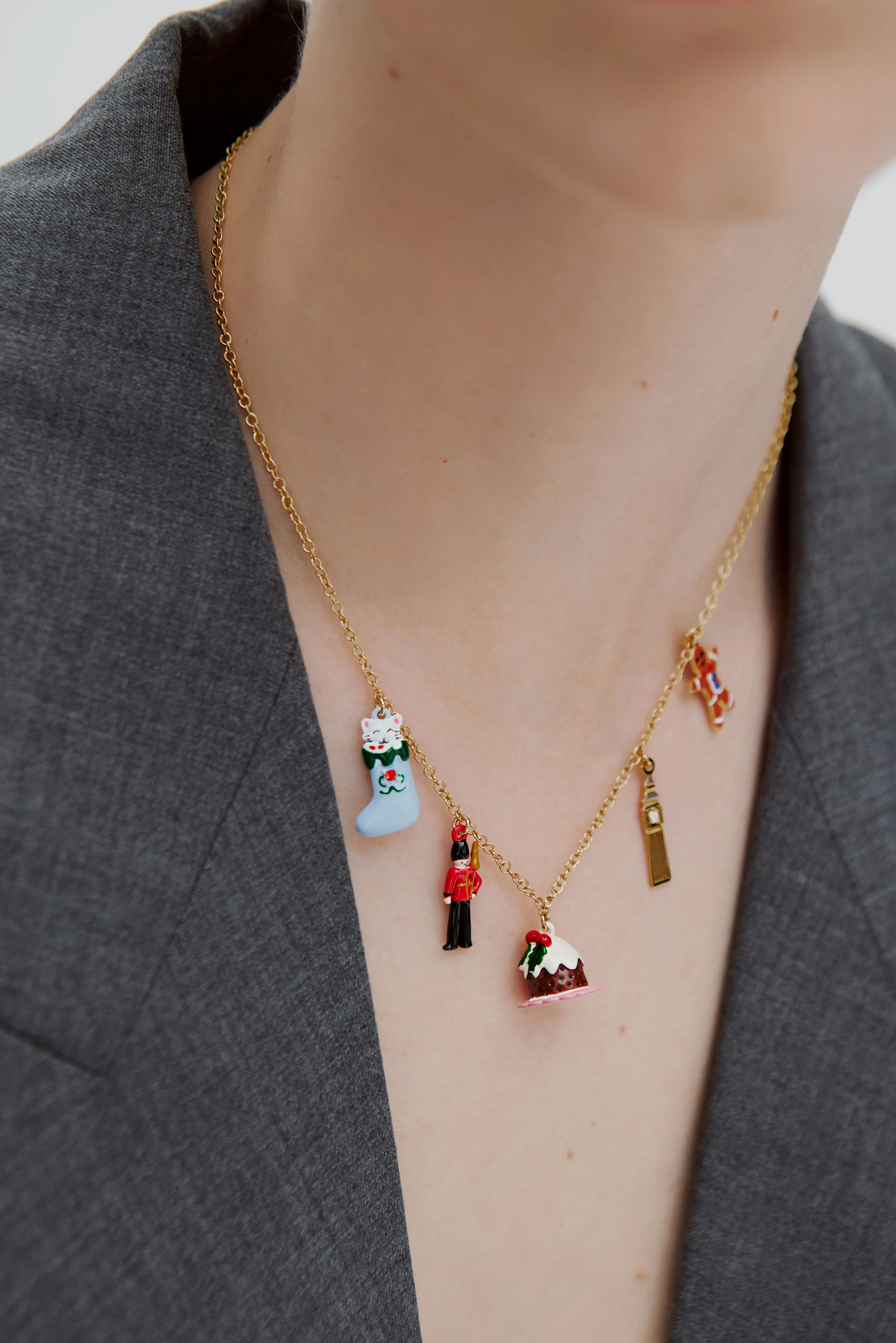 N2 Christmas Stocking, King's Guard, Christmas Pudding, Big Ben and Gingerbread Man Charm Necklace - Image 4