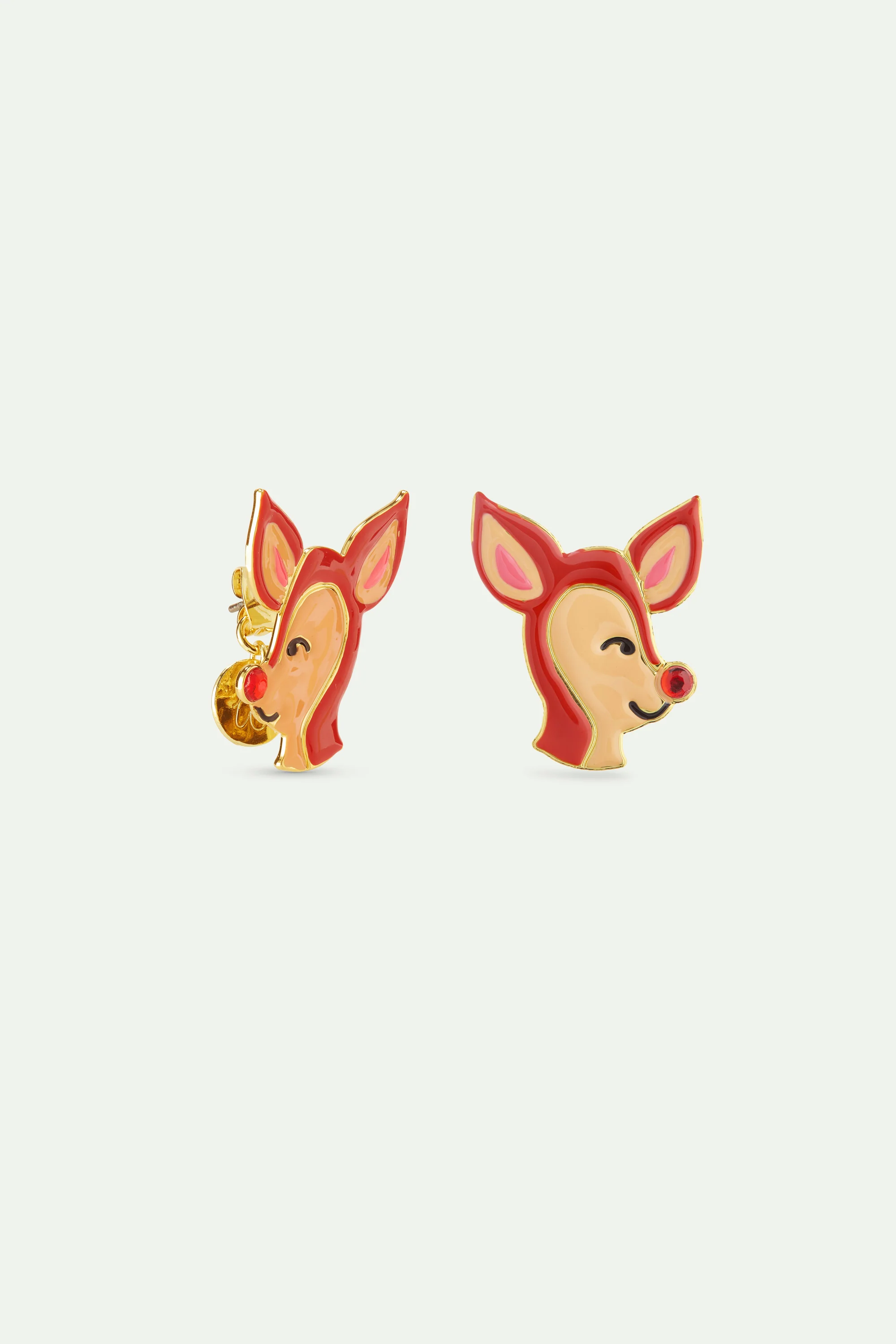 N2 Doe and Red Rhinestone Post Earrings - Image 2