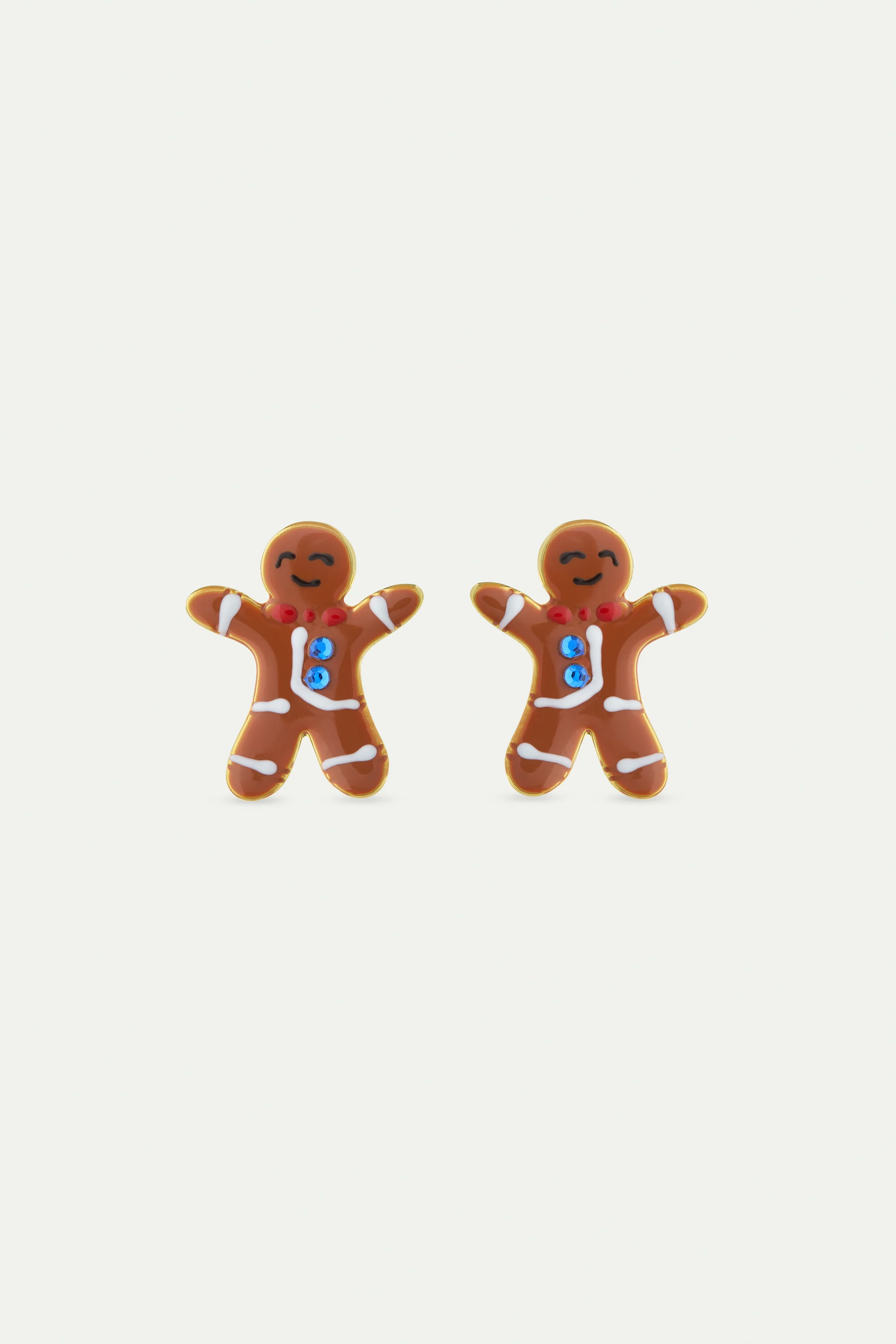 N2 Gingerbread Man and Blue Rhinestone Post Earrings