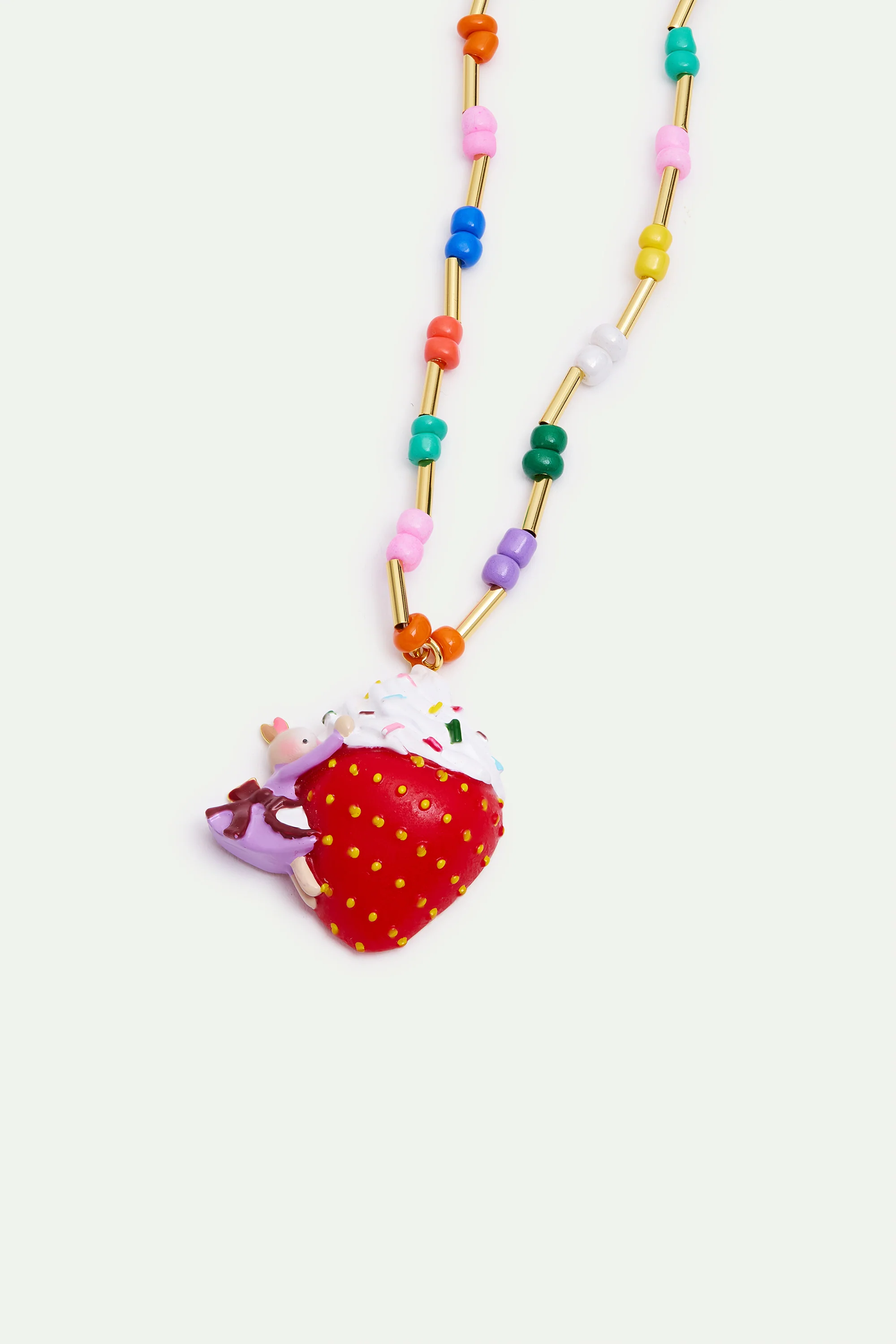 N2 Gretel Pendant Necklace with Strawberry and Cream and Colorful Beads - Image 2