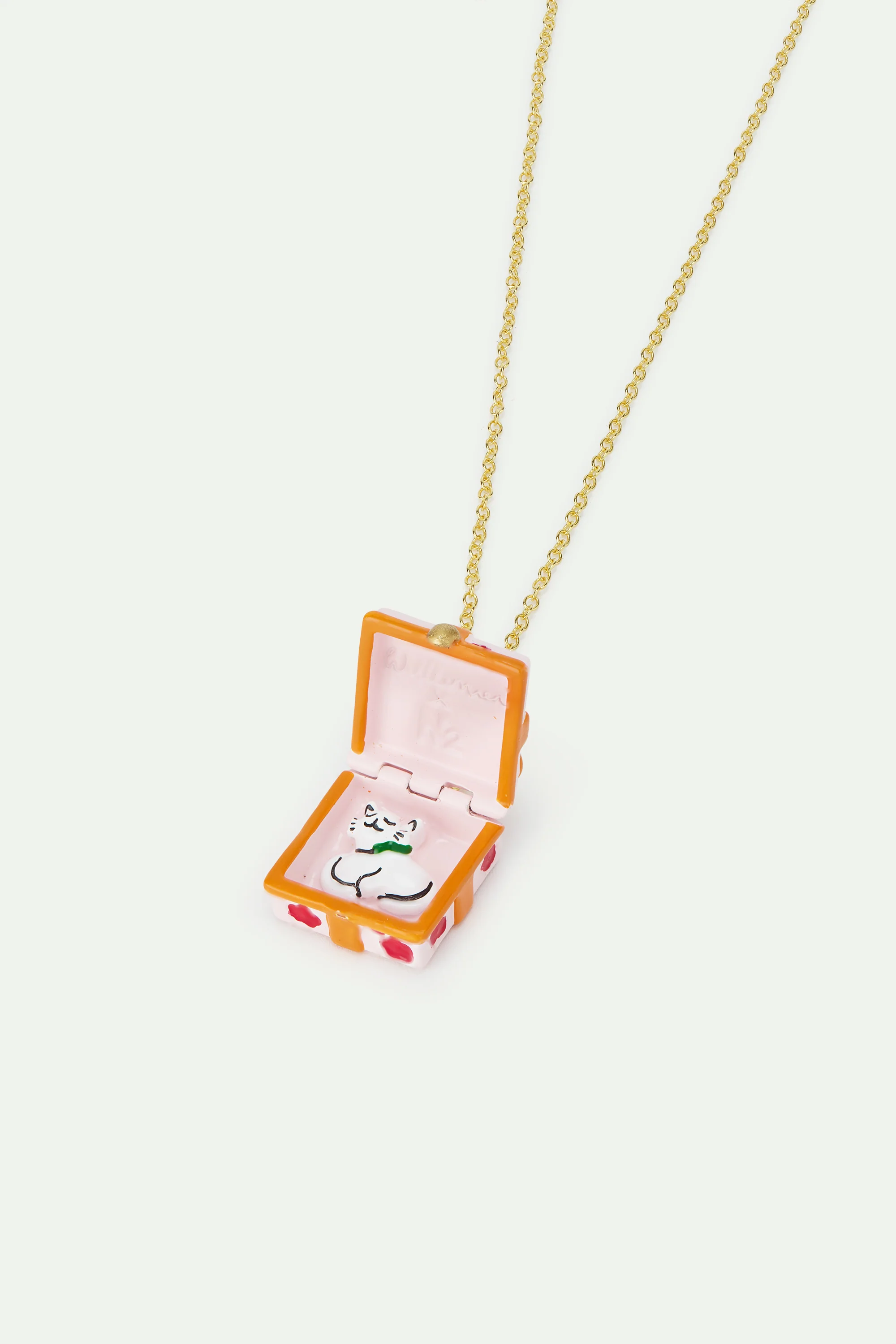 N2 Pendant Necklace with Pink Gift Box, Red Flower and Orange Bow - Image 3